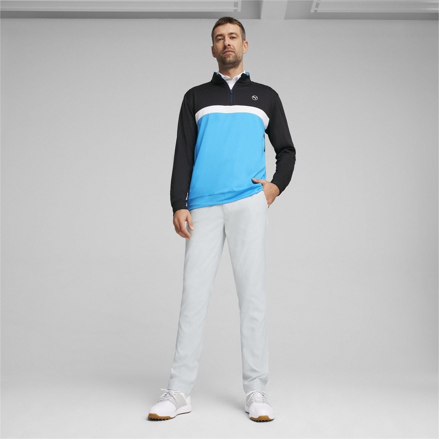 Puma Mens Pure Colour Block Golf Quarter Zip