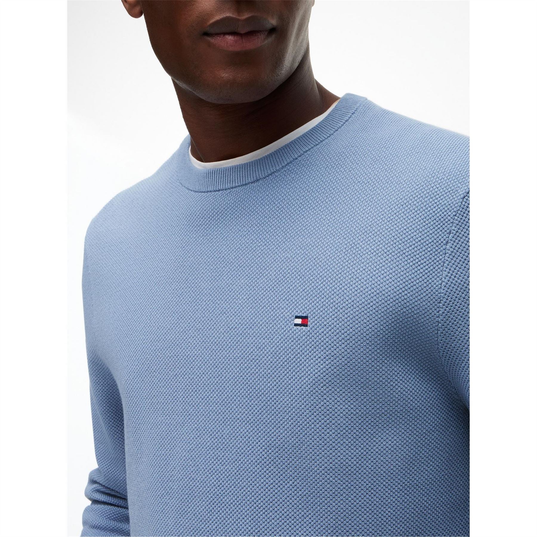 Tommy Hilfiger Crew Neck Ribbed Collar Long Sleeve Sweater