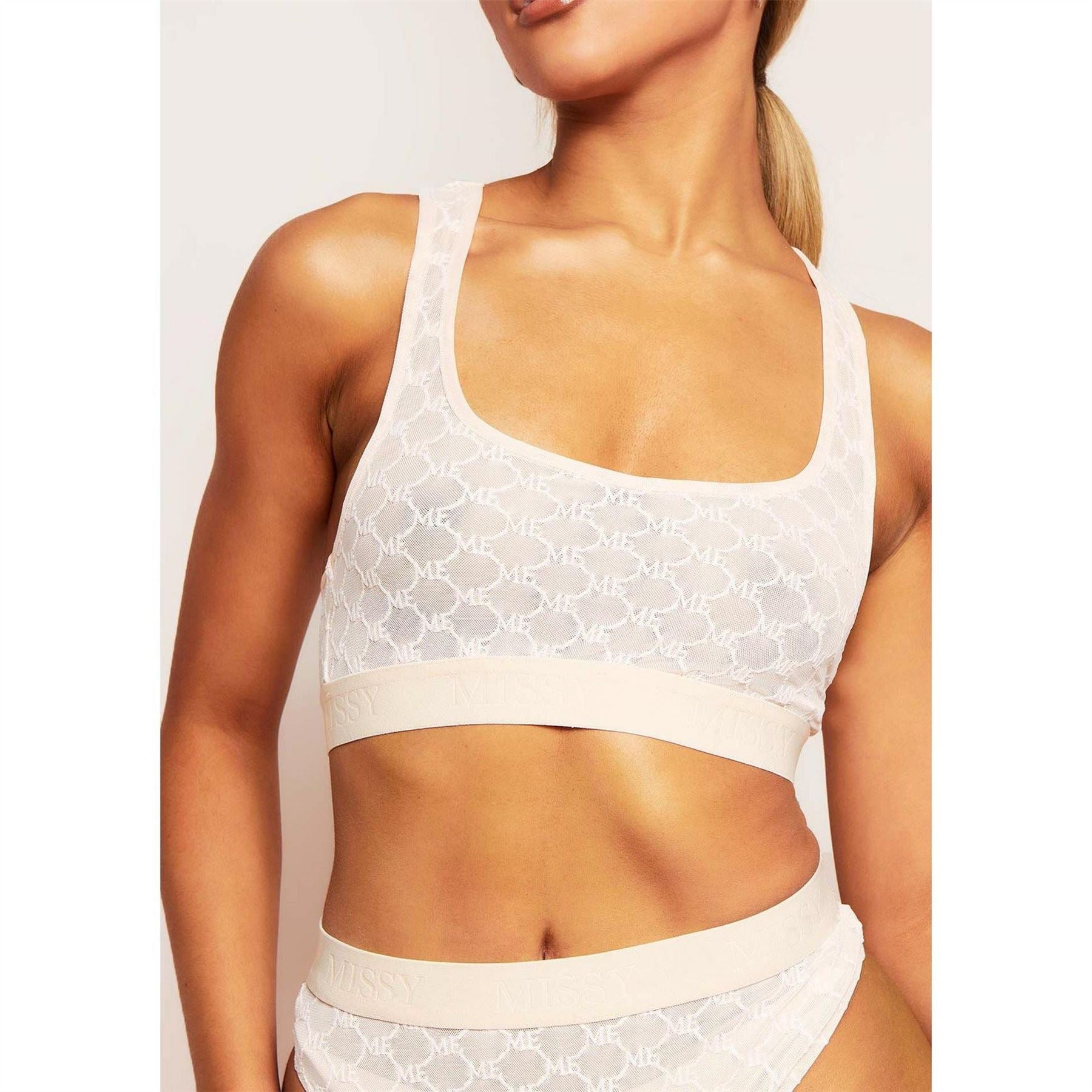 Missy Empire Embroidered Taped Racer Crop Vest Top