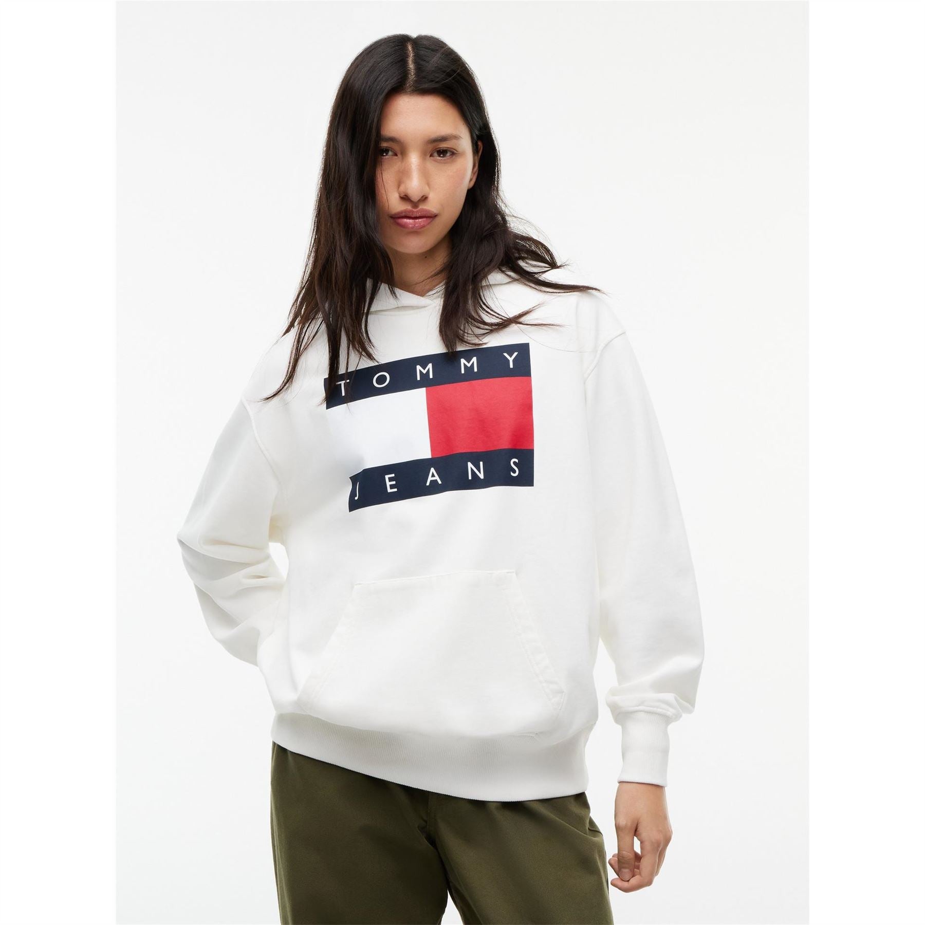 Tommy Jeans Ovs Flag Over The Head Cotton Oversized Fit Hoodie