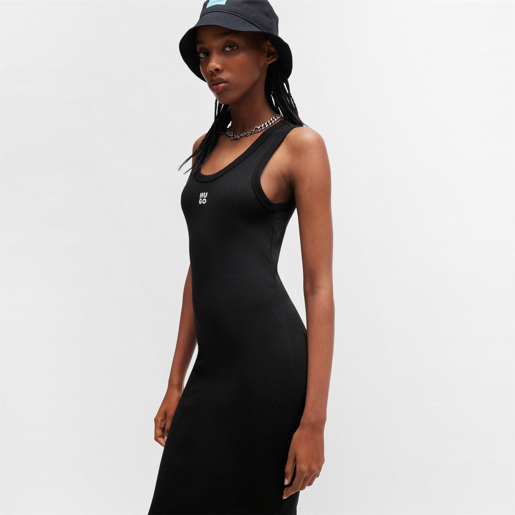 Hugo Nalimera Scoop Neck Sleeveless Midi Bodycon Dress