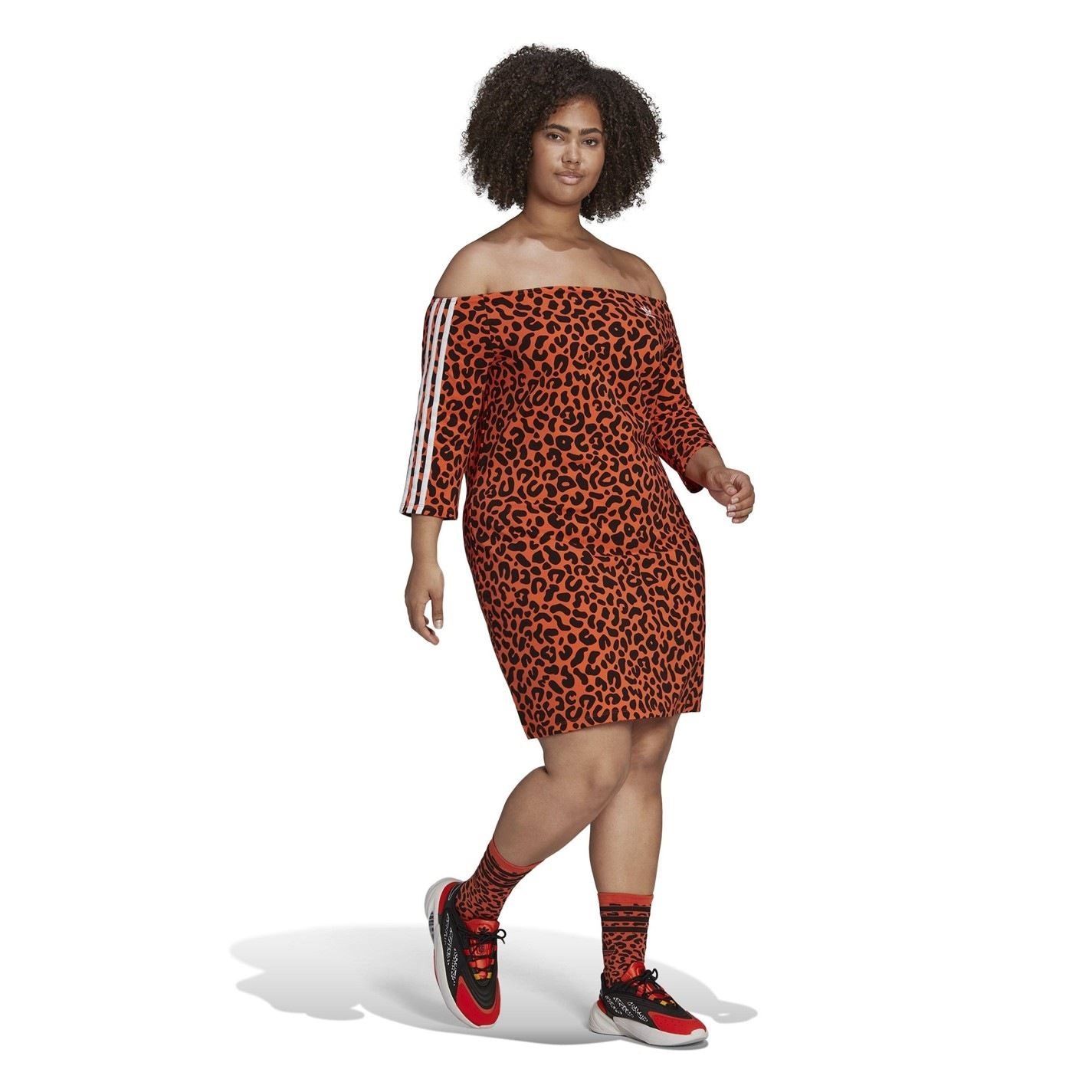 adidas Originals Off The Shoulder Mini Bodycon Dress