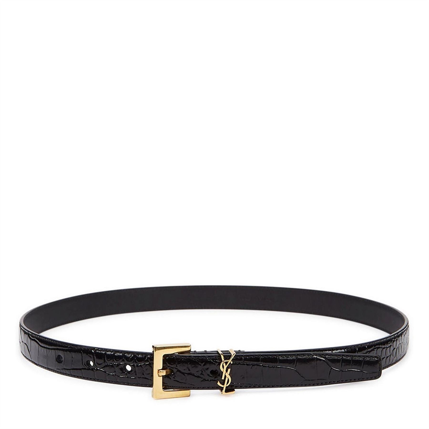 Saint Laurent Croc Emb Belt