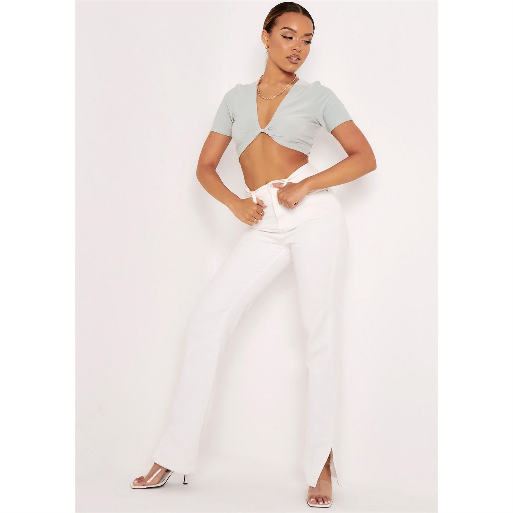 Missy Empire Twist Front Crop Top