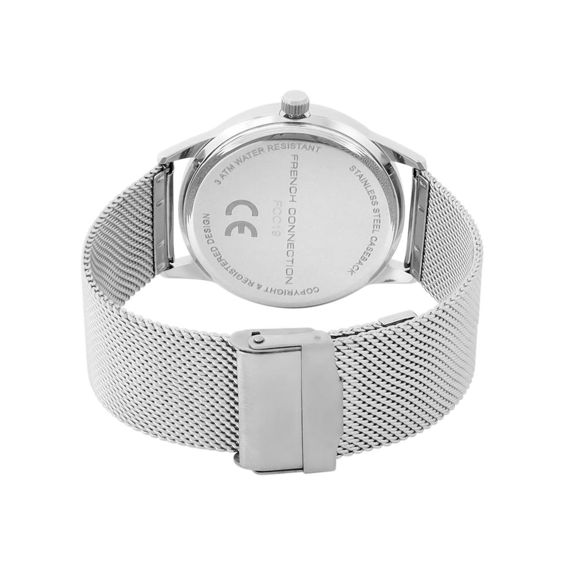 FCUK Silver Case Round Shape Silver Strap Quartz Watch
