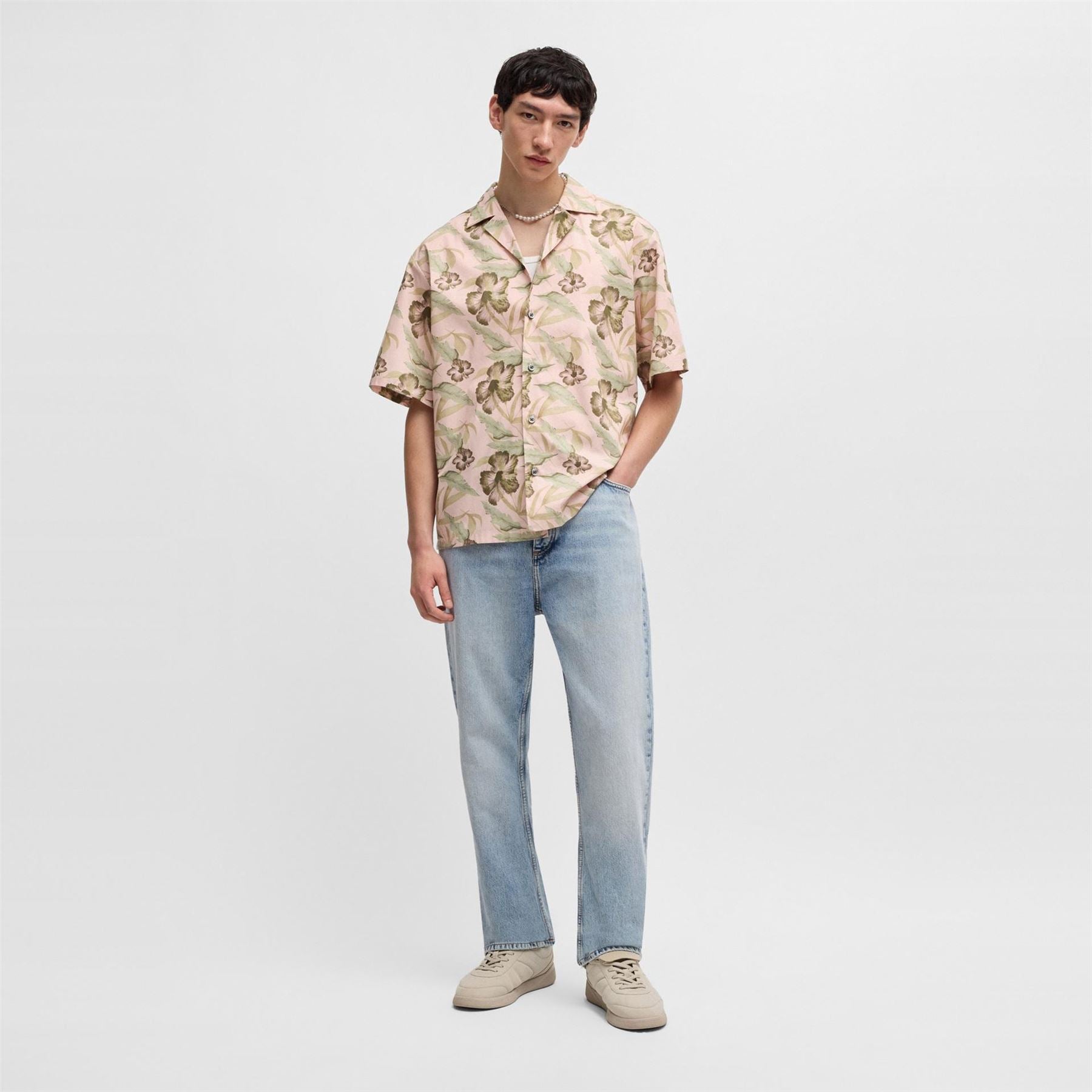 Hugo Eligino Blue Short Sleeve Patterned Shirt