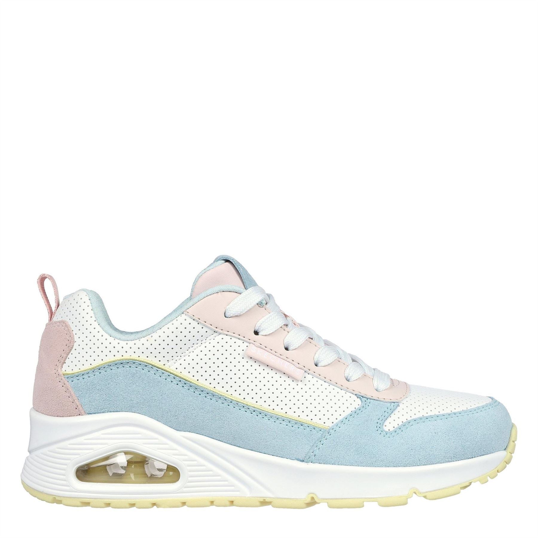 Skechers Womens And  Perforated Duraleather Lace Low Top Trainers