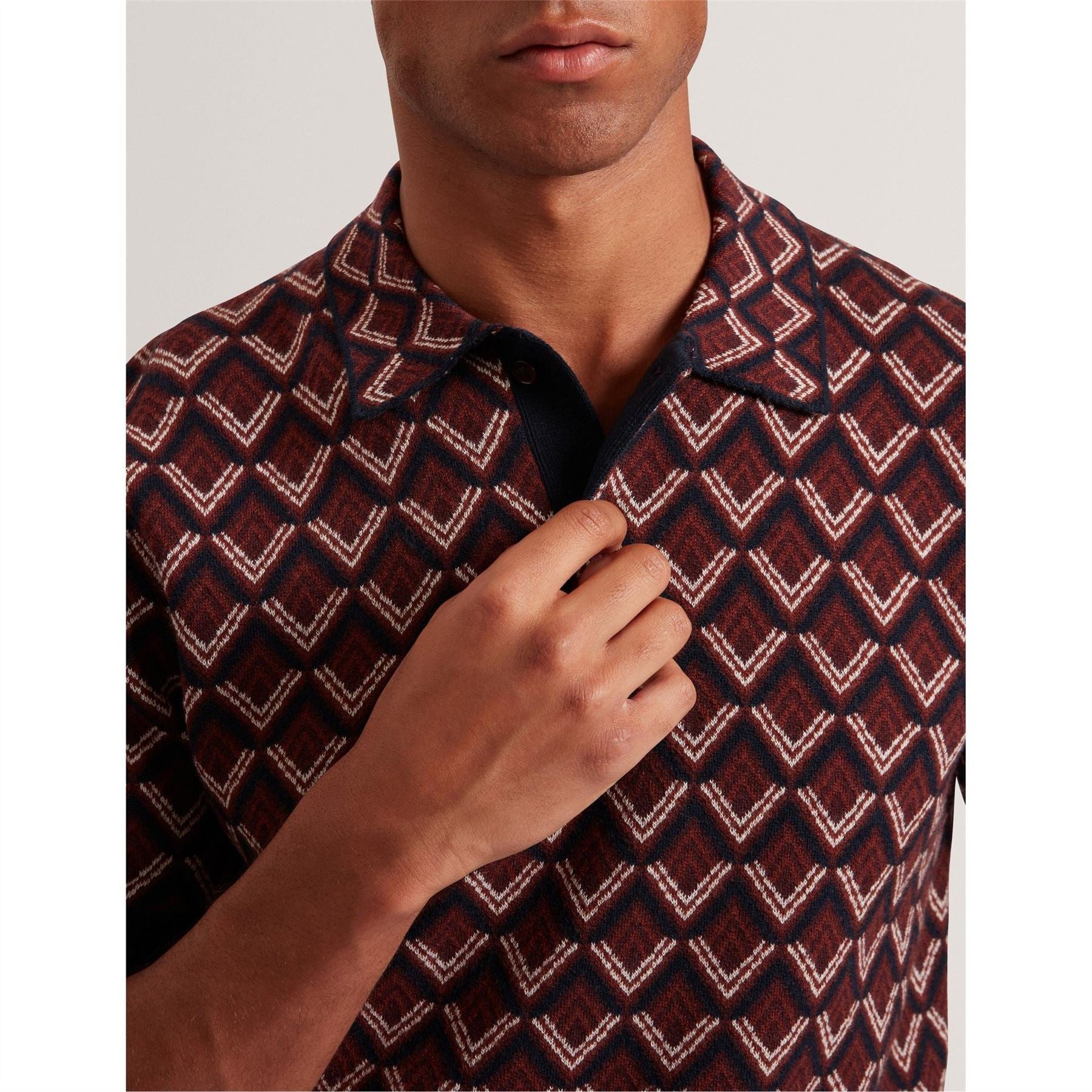 Ted Baker Jacquard Collared Neck Short Sleeve Polo Shirt