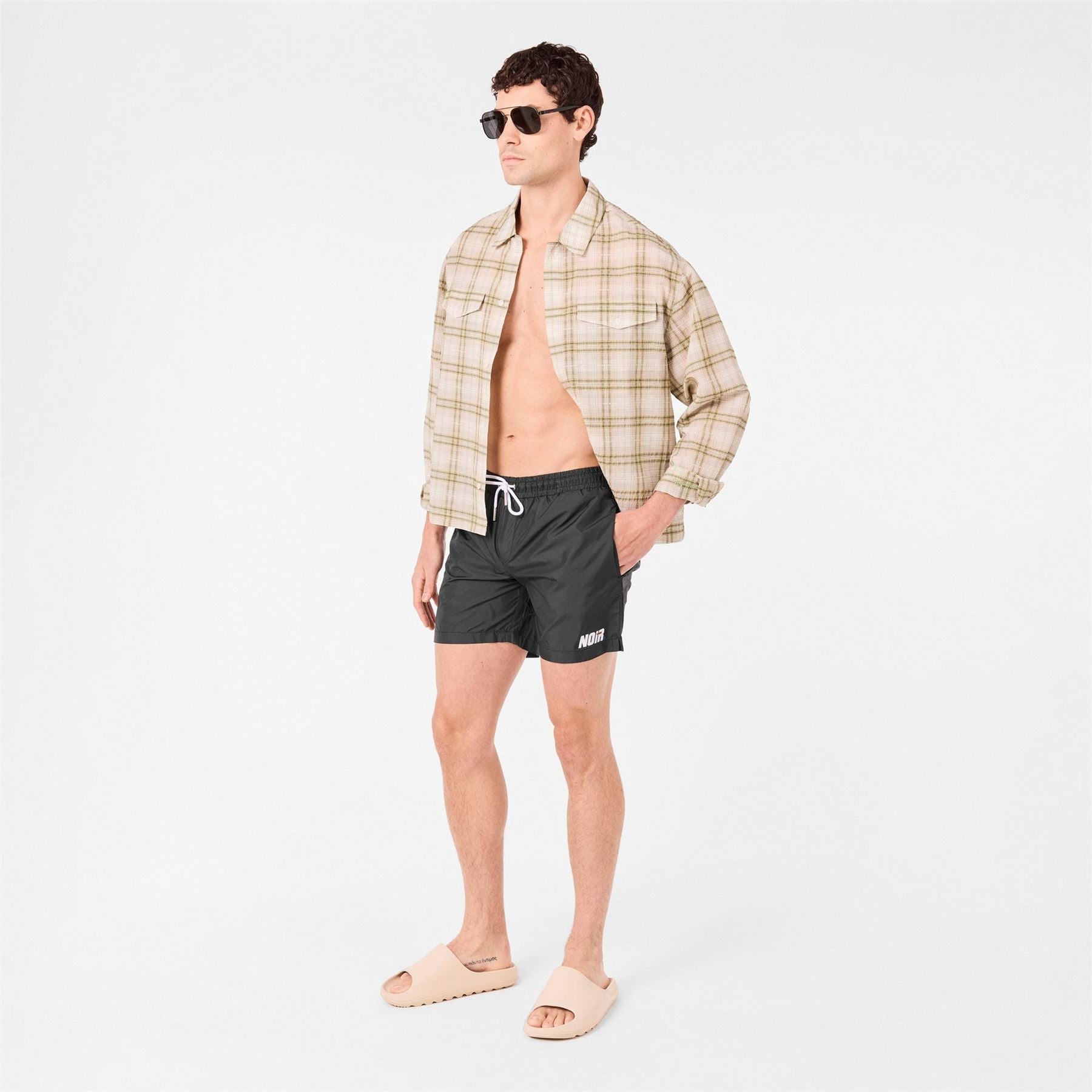 Societe Noir Relaxed Fit Swim Short with Lettering