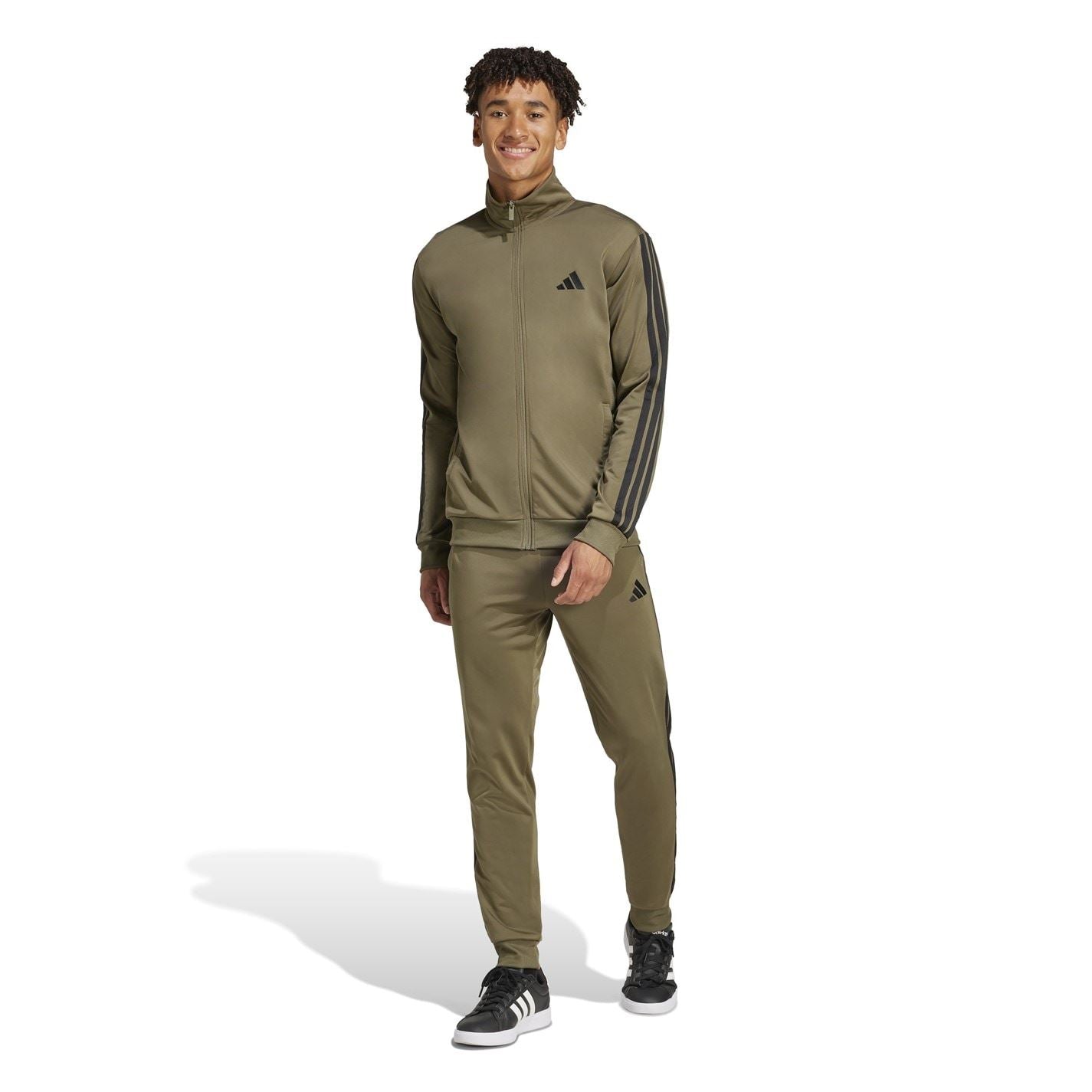 adidas Basic 3   Stripes Tricot Tracksuit