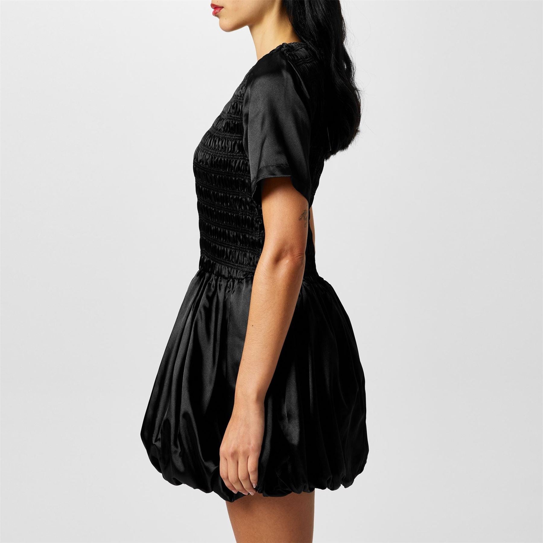 AmyLynn Eleanor Shirred Mini Peplum Dress