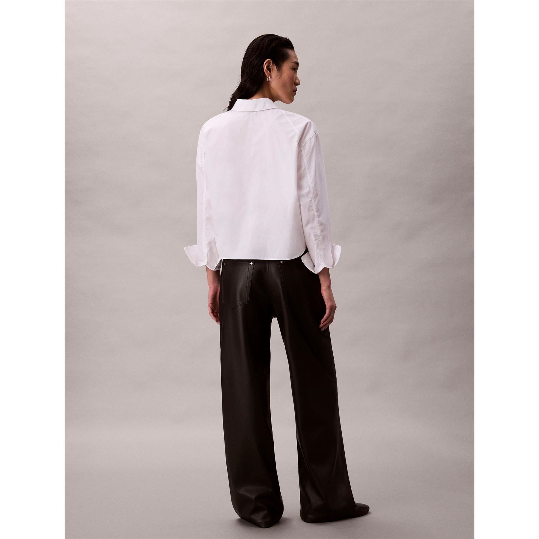 Calvin Klein Jeans Leather Wide Leg Solid Patterned Trousers