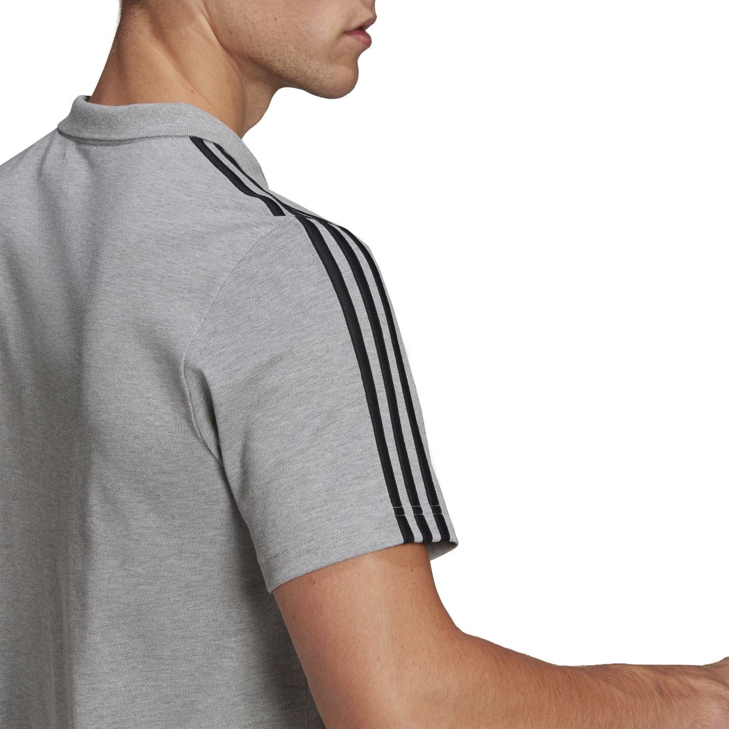 adidas Mens Essentials Cotton 3 Stripes Polo Shirt