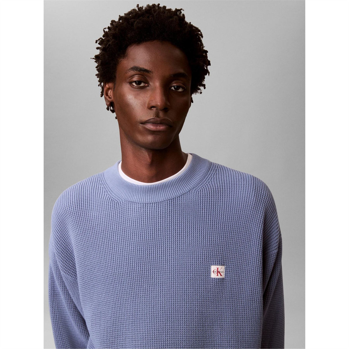 Calvin Klein Jeans Crew Neck Ribbed Collar Long Sleeve Sweater