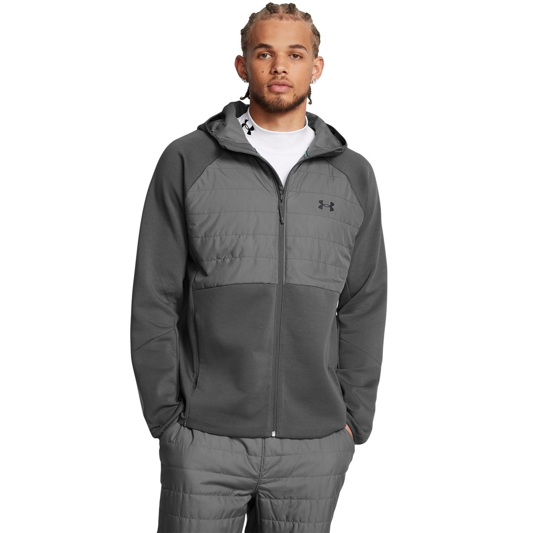 Under Armour Solid Patterned Hooded Ribbed Cuff Softshell Jacket