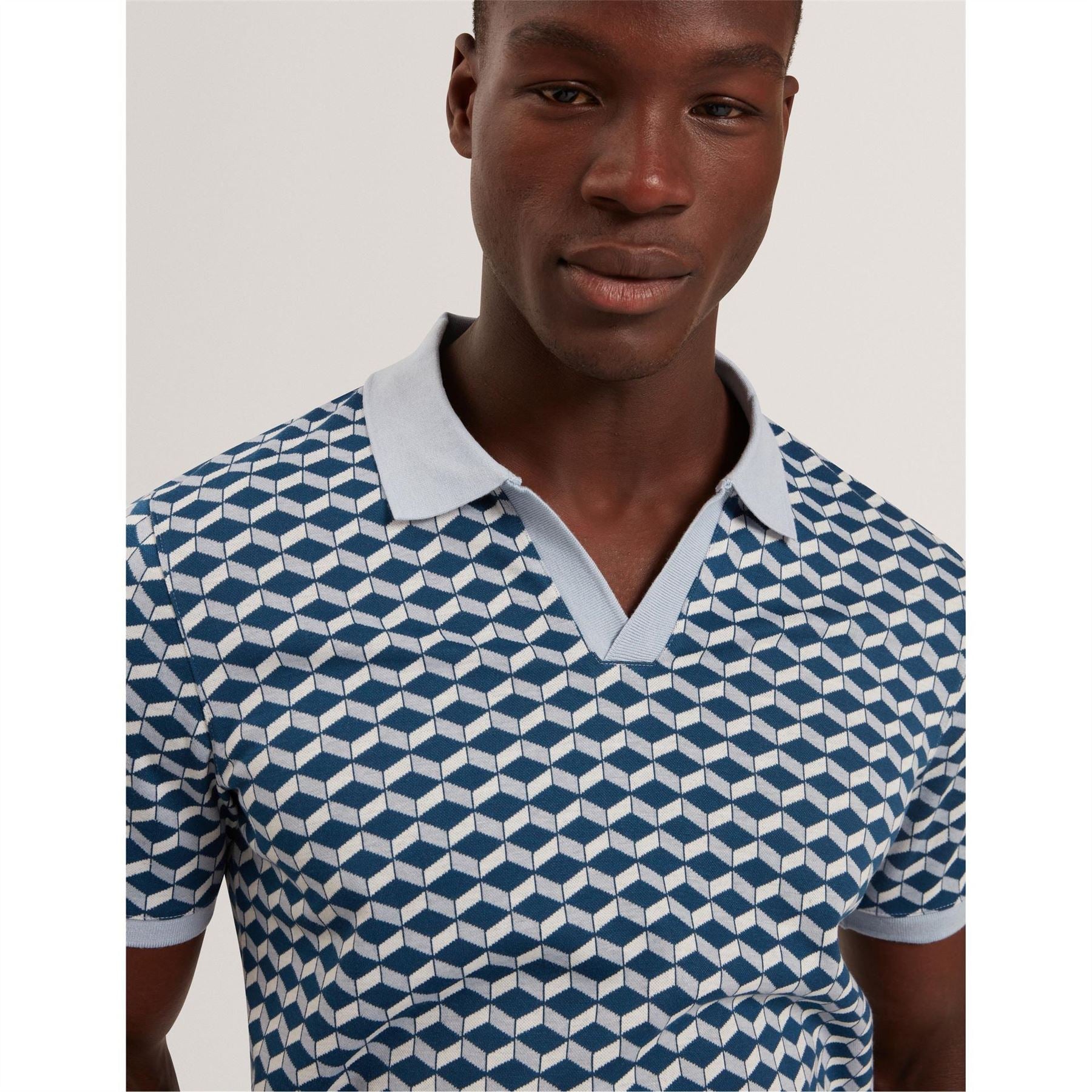 Ted Baker Jacquard Collared Short Sleeve Polo Shirt