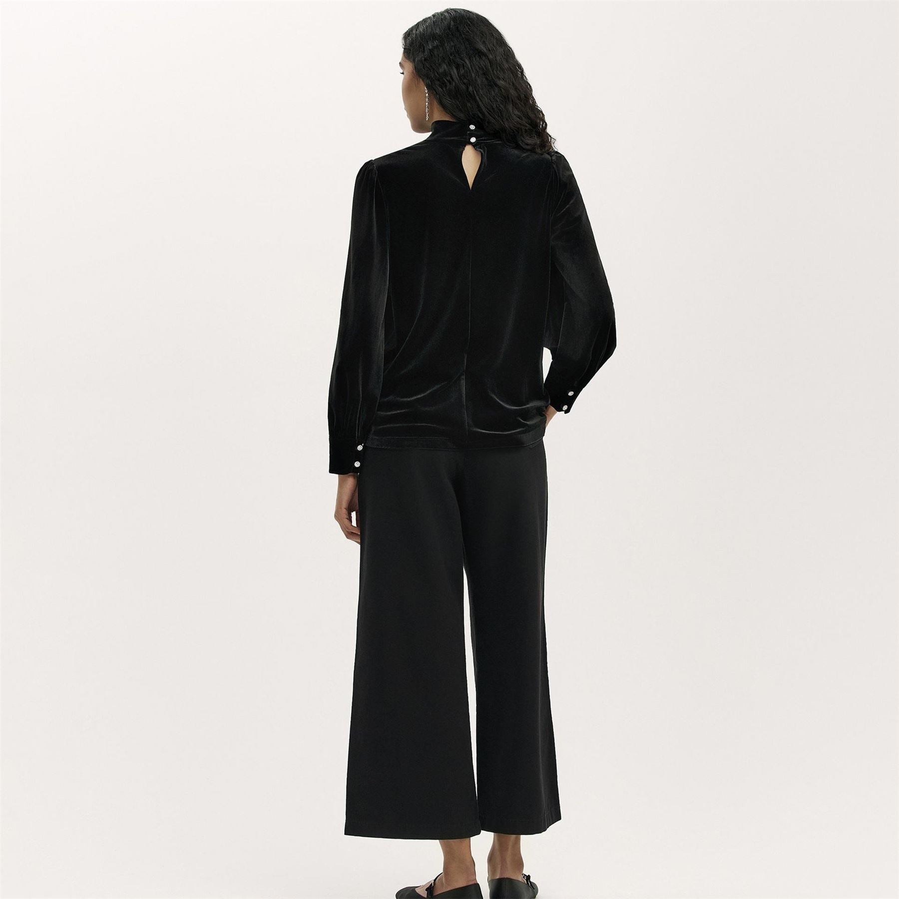 Finery Clementine Mock Neck Balloon Sleeve Blouse