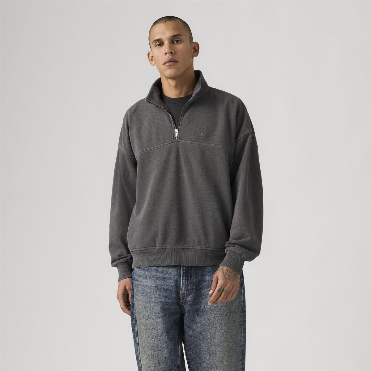 Levis Marina Cotton 1 4 Zip Oversized Fit Fleece Top