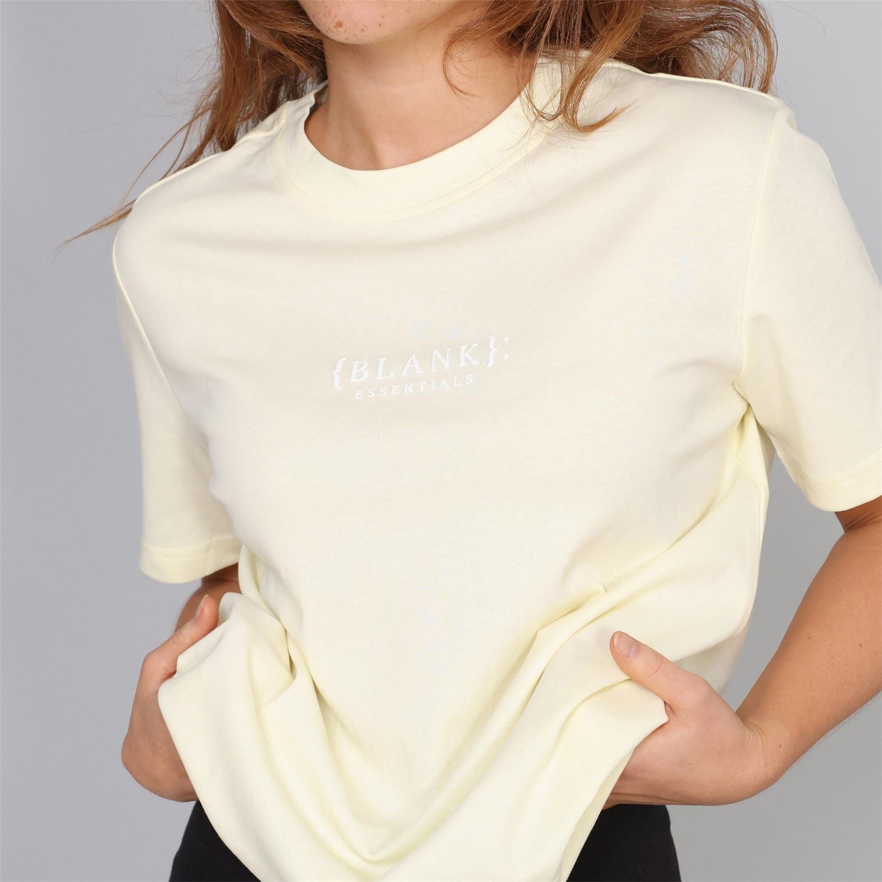 Blank Essentials Embroidered Text Graphic Crew Neck Short Sleeve Boyfriend T-Shirt