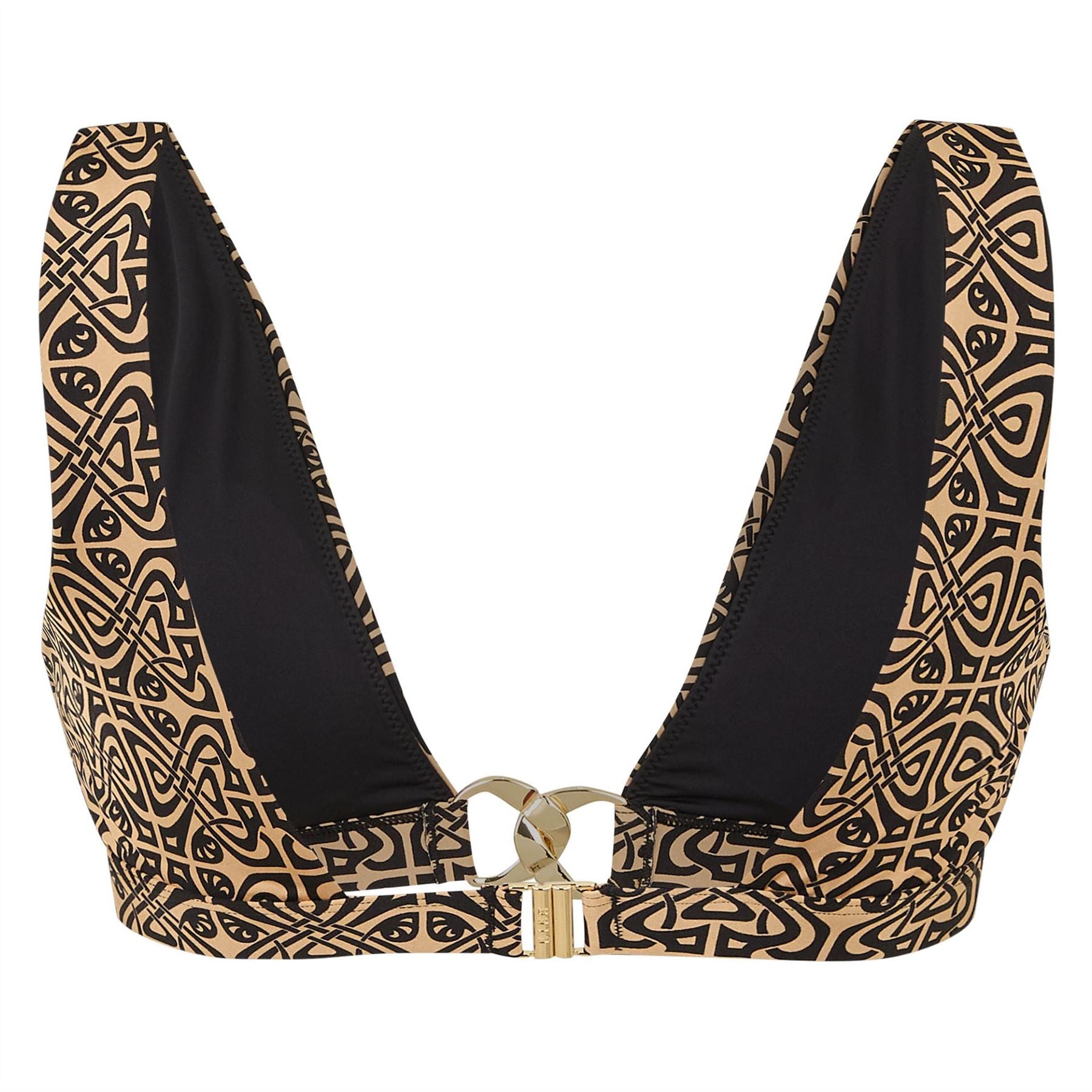 Biba Plunging Neck Metal Embellished Bikini Top