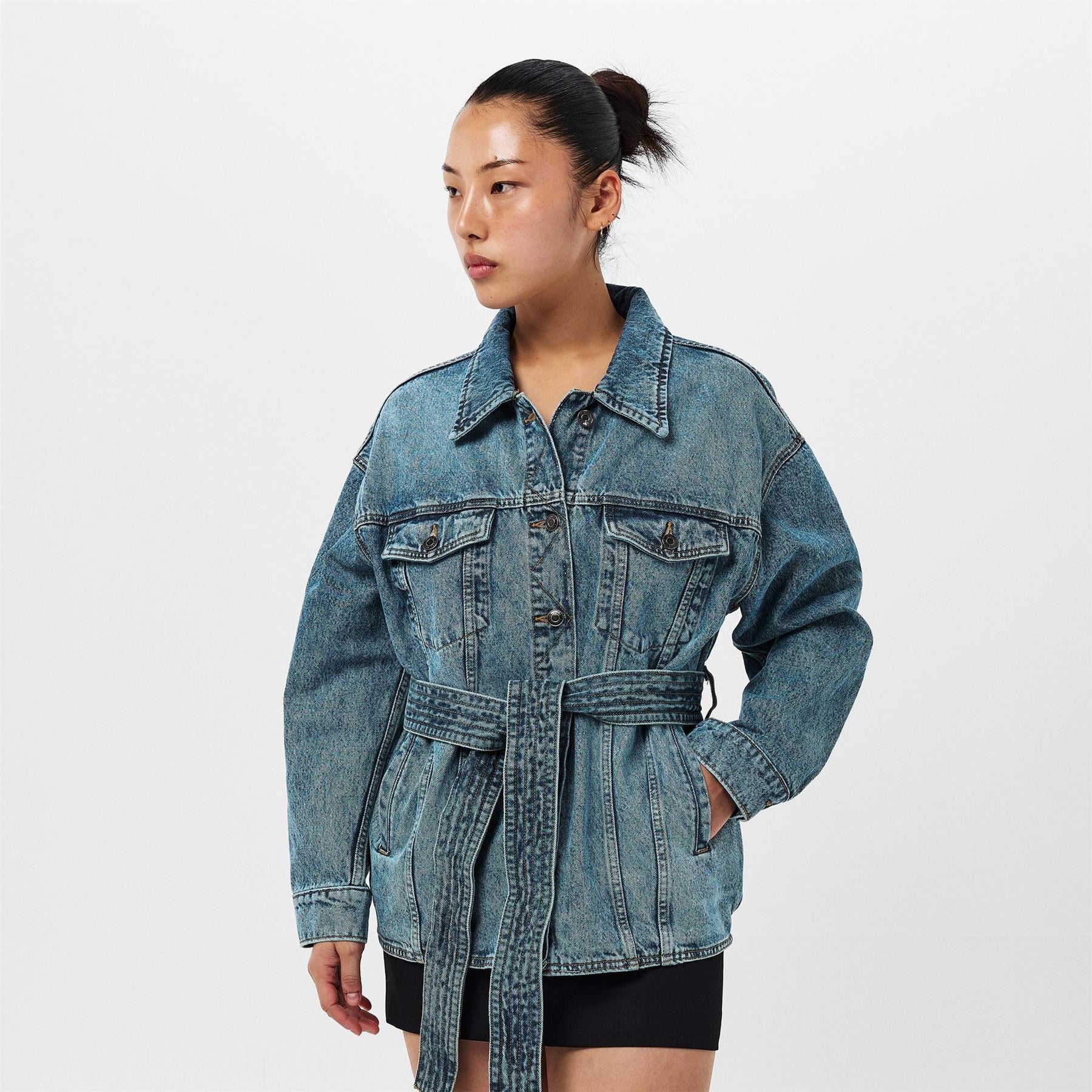 Hugo Icon Solid Patterned Denim Jacket