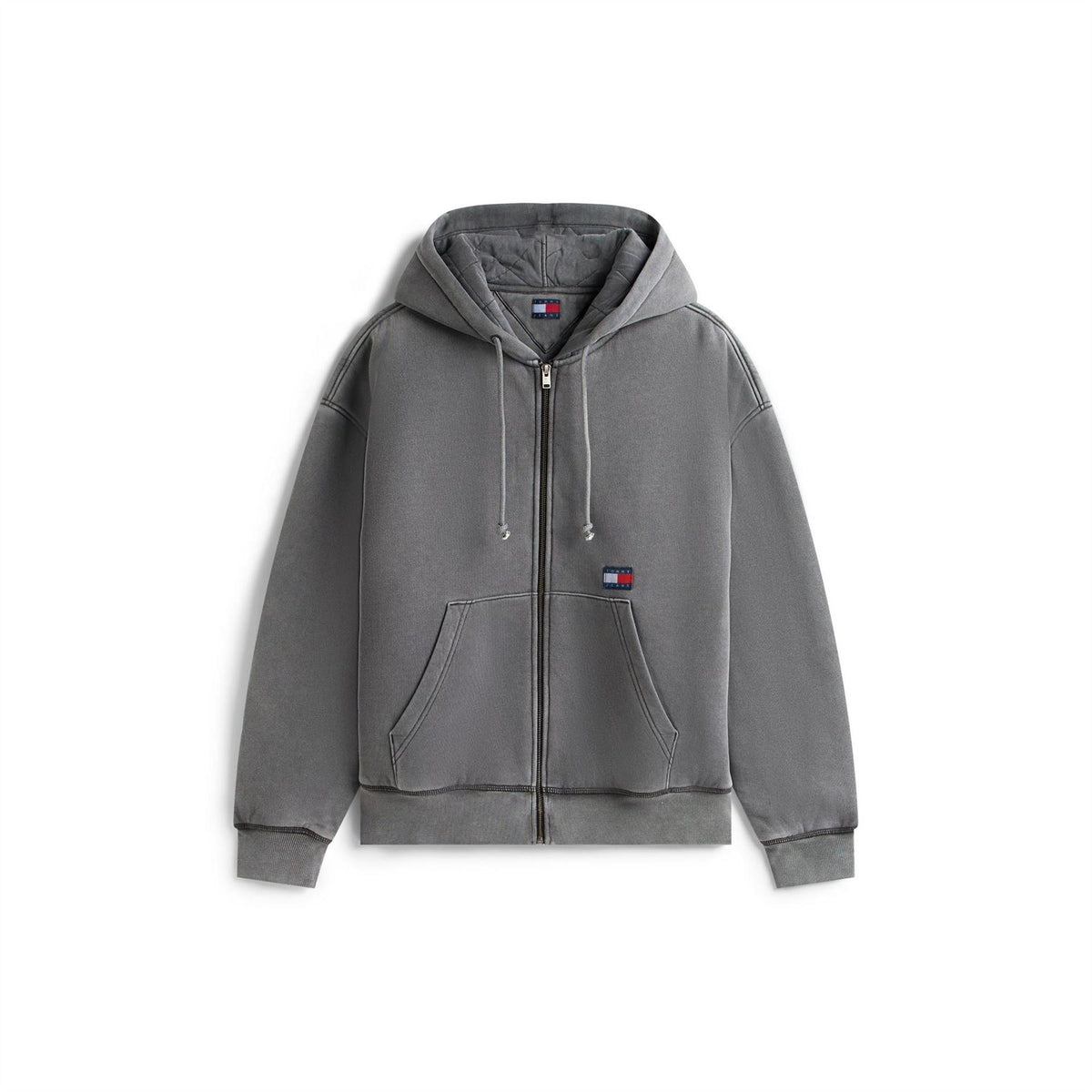 Tommy Jeans New Classic Solid Patterned Hooded Ribbed Cuff Sweat Jacket