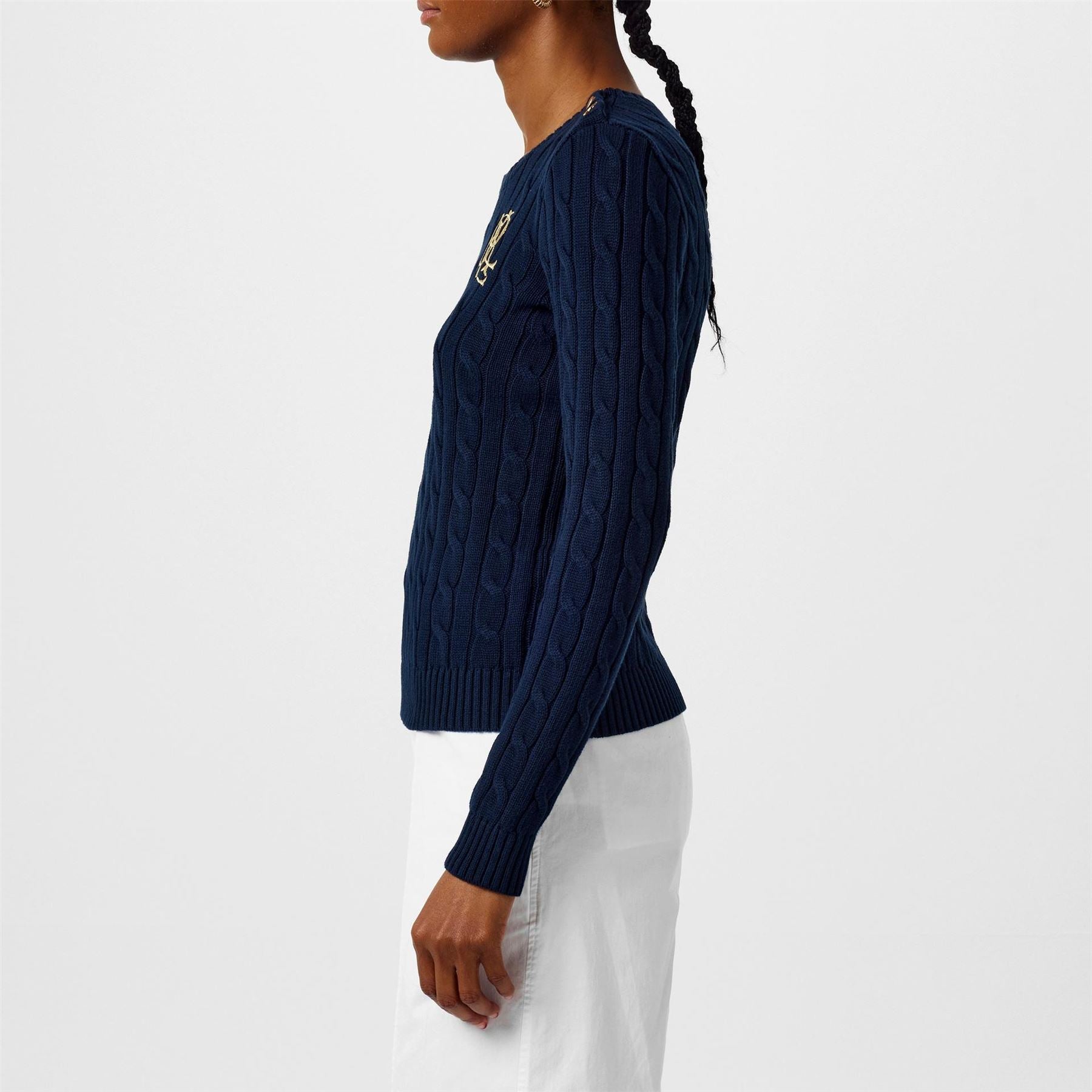 Lauren by Ralph Lauren Trim Cable Knit Jumper
