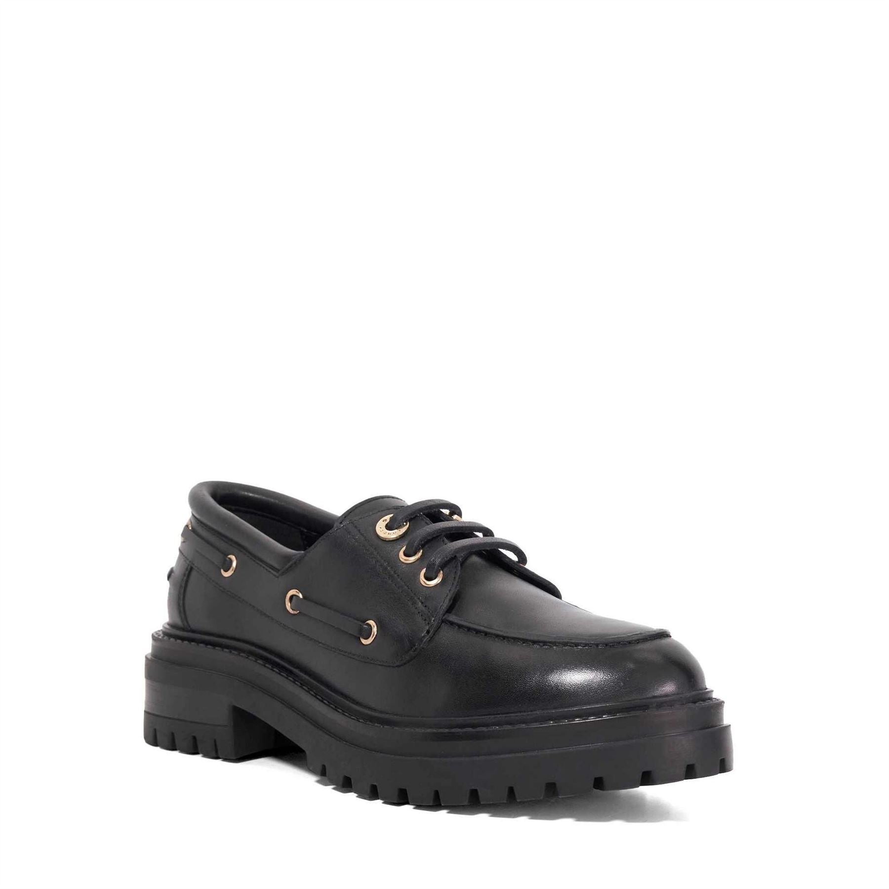 Dune London Glazit Lace Up Venetian Loafers with Lug Sole