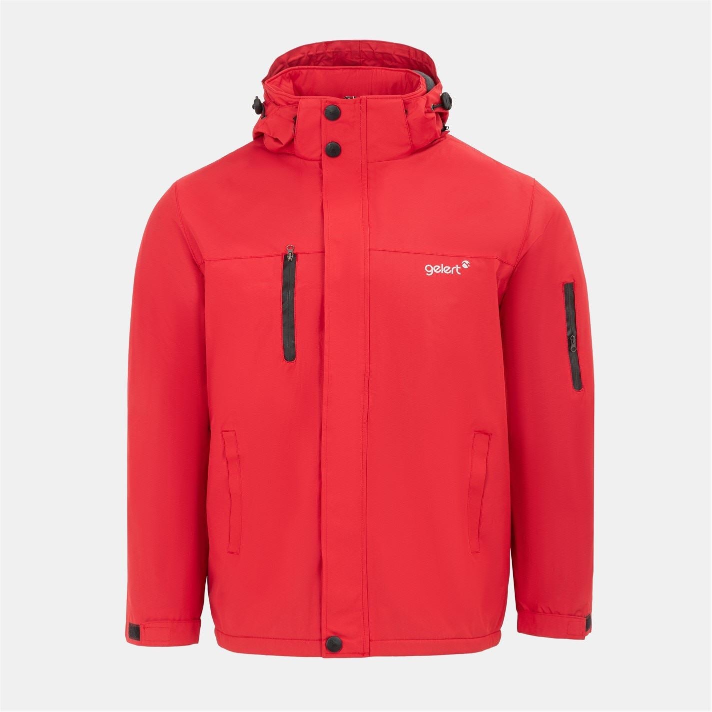 Gelert Hooded Snap Button Solid Patterned Parka Jacket with Zipped Pocket