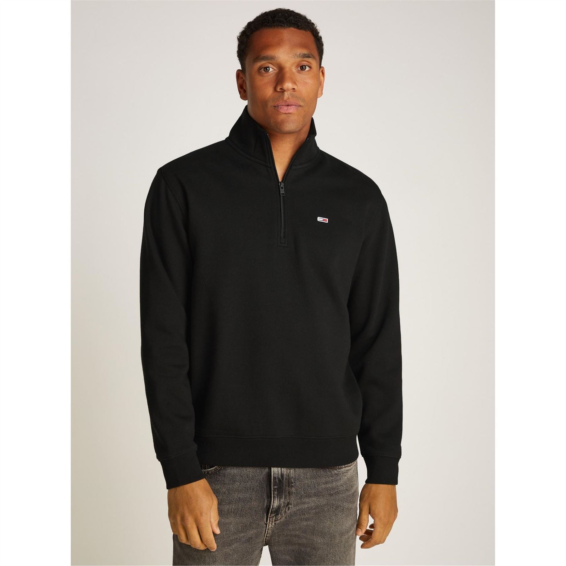 Tommy Jeans Flag Graphic Zip Neck Long Sleeve Sweatshirt