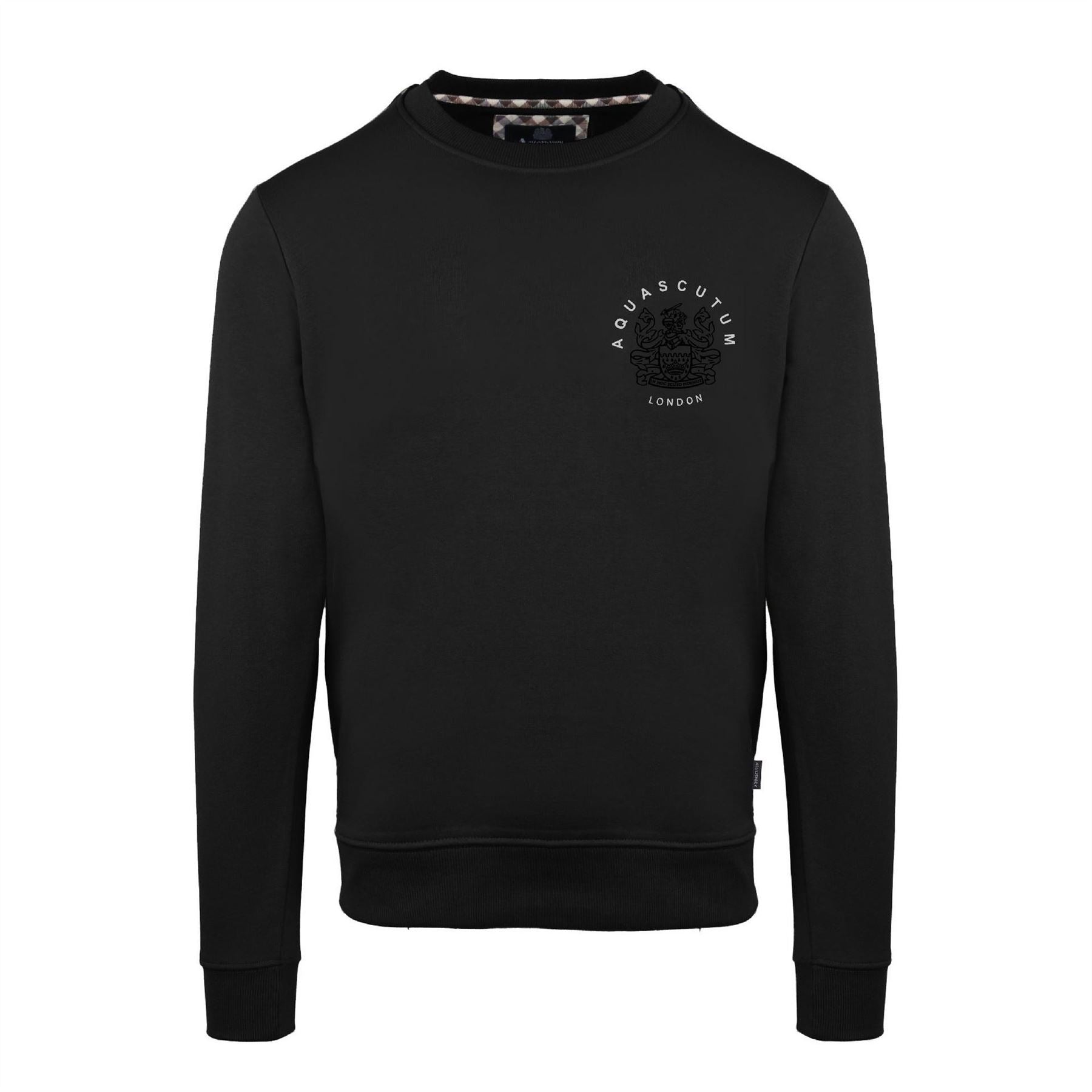 Aquascutum Crew Neck Ribbed Collar Long Sleeve Sweatshirt