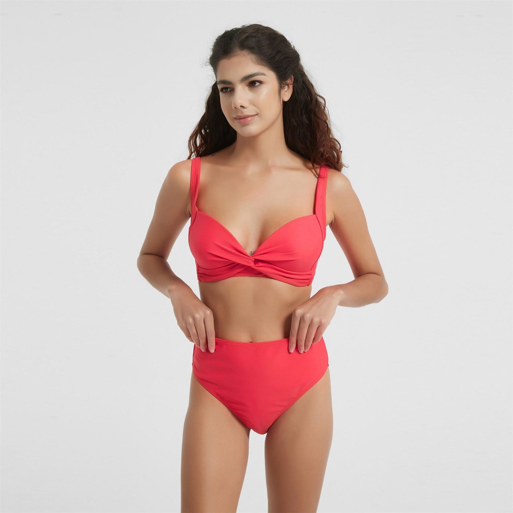 Be You Womens High Waist High Leg Bikini Bottoms