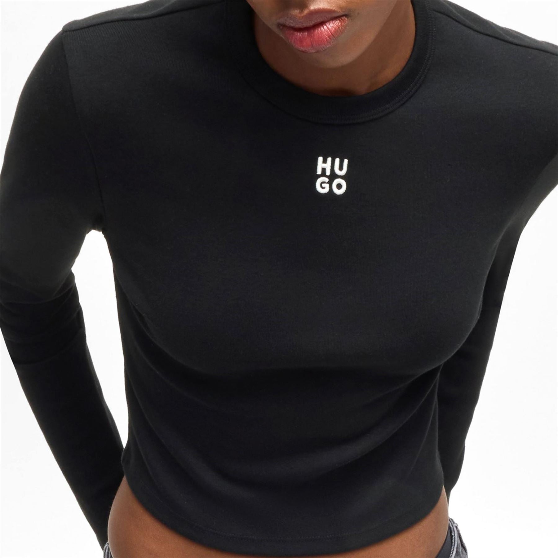 Hugo Cropped Crew Neck Regular Fit T-Shirt
