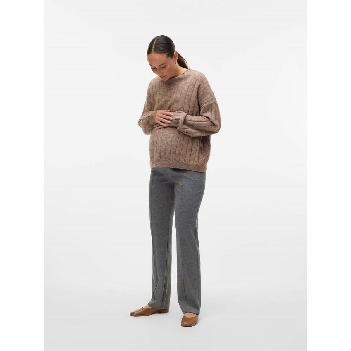 Mamalicious Mlchrissy Solid Patterned Straight Sweatpants