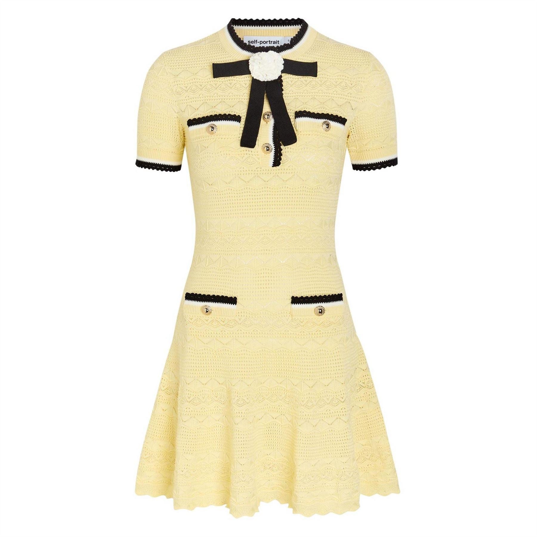 Self Portrait Pointelle Knit Mini Dress