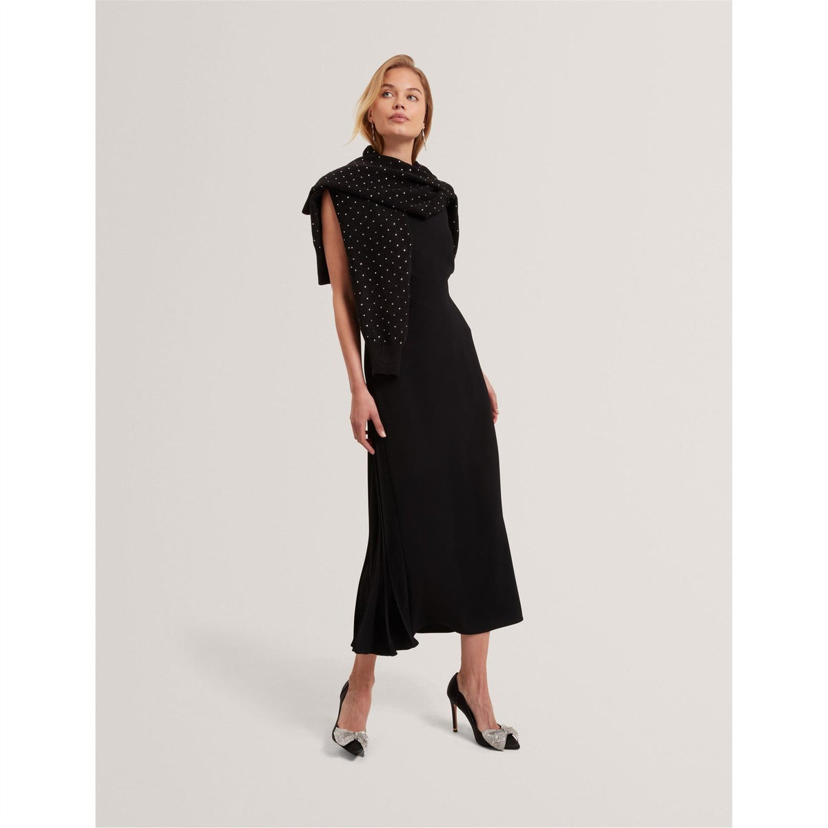 Ted Baker Pleat Sleeveless Midi A-Line Dress