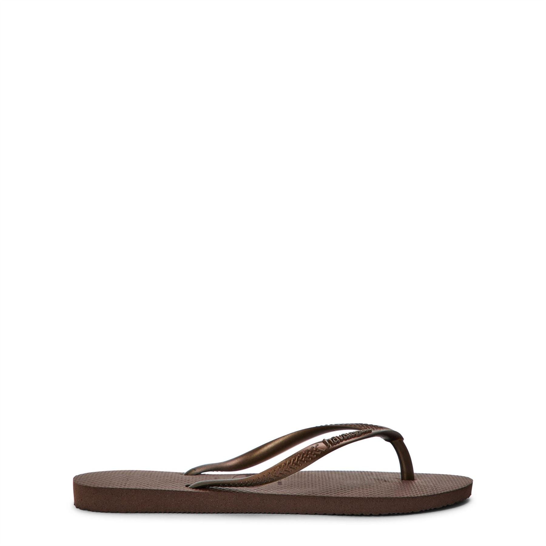 Havaianas Womens Hav. Slim Dark Brown Metal Acoused Flip Flops