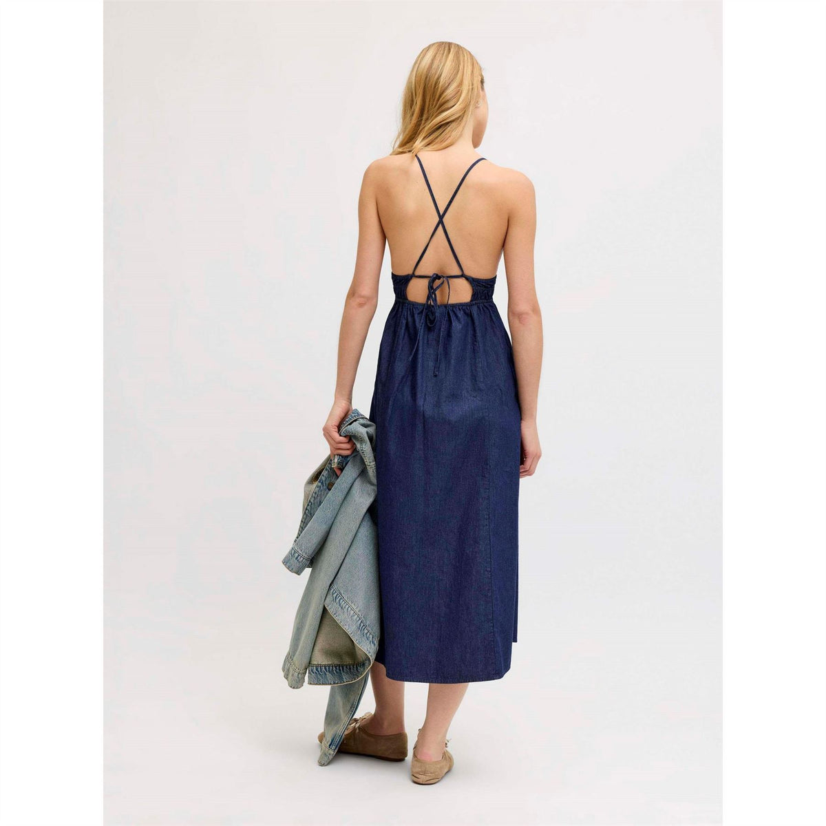 JJXX Chambrey V-Neck Sleeveless Midi Sun Dress