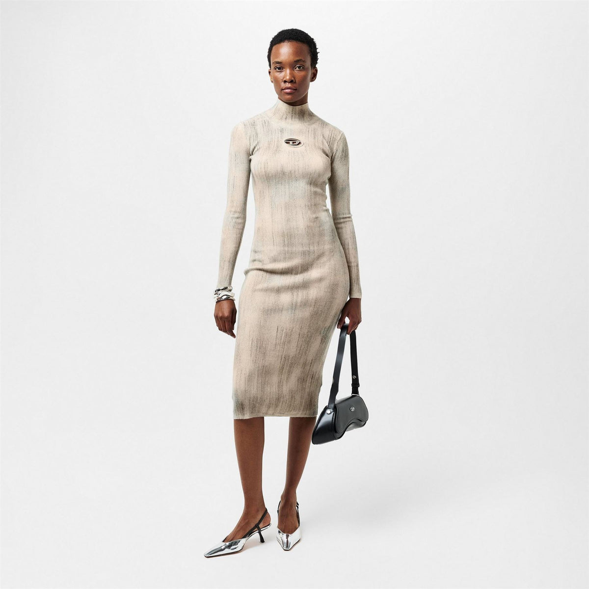 Diesel Zary C High Neck Long Sleeve Maxi Dress