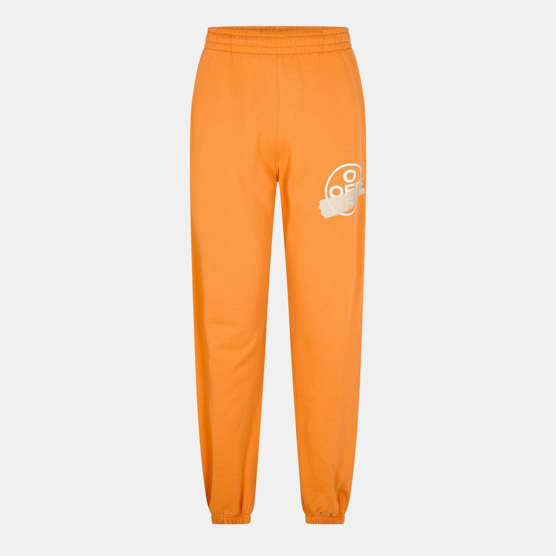 Off White  Autumn Winter Fleece Sweatpants, Closed Hem Trousers