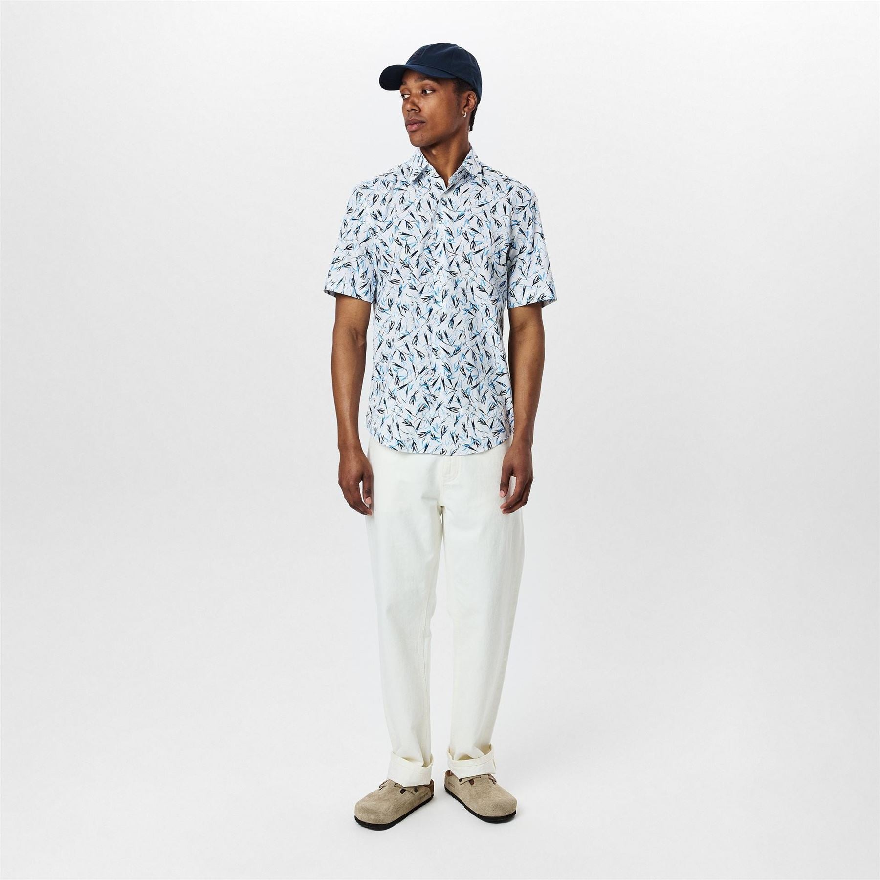 Boss H JOE Kent Patterned Short Sleeve Tailored Fit Shirt