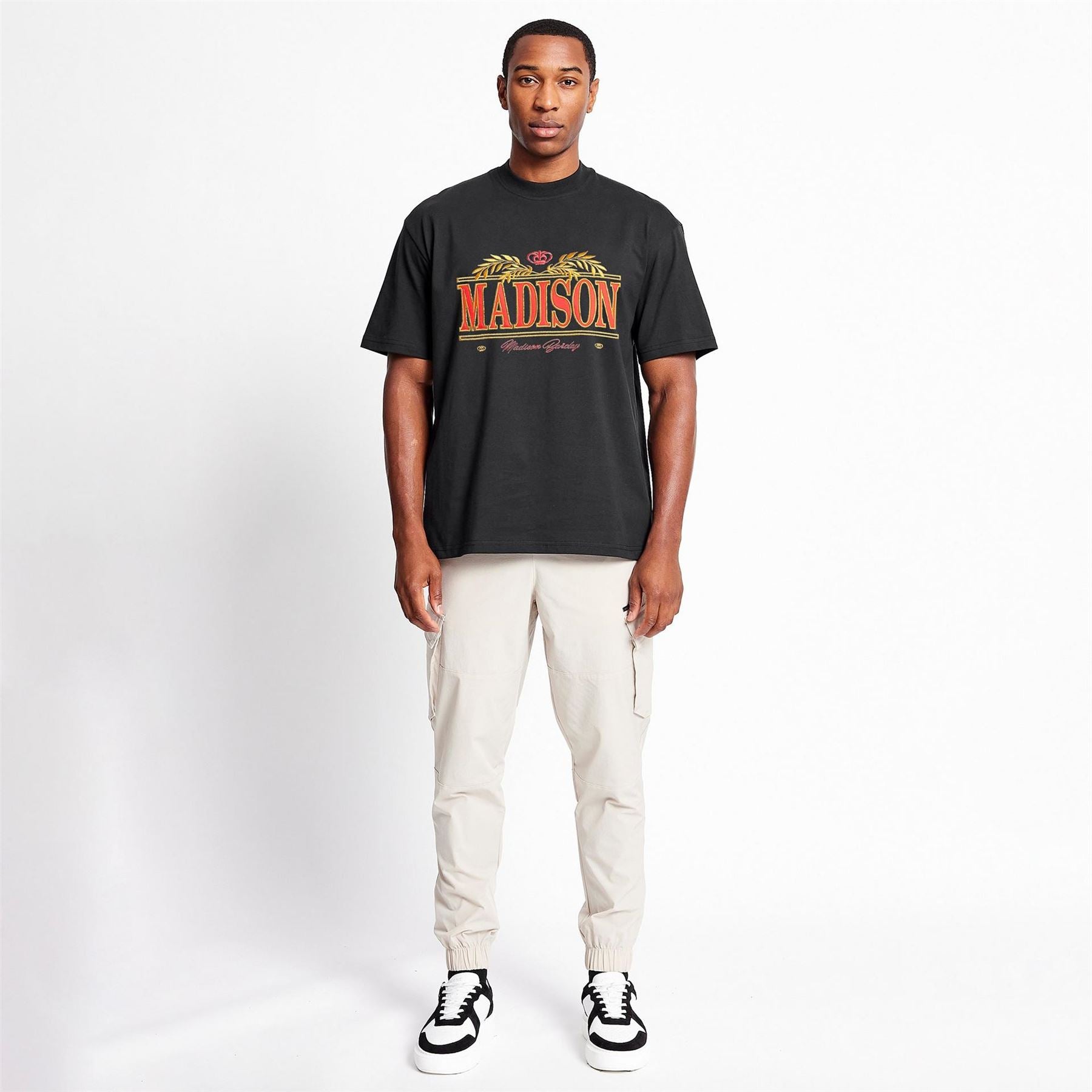 Madison Barclay Oversize Lettering Crew Neck T-Shirt