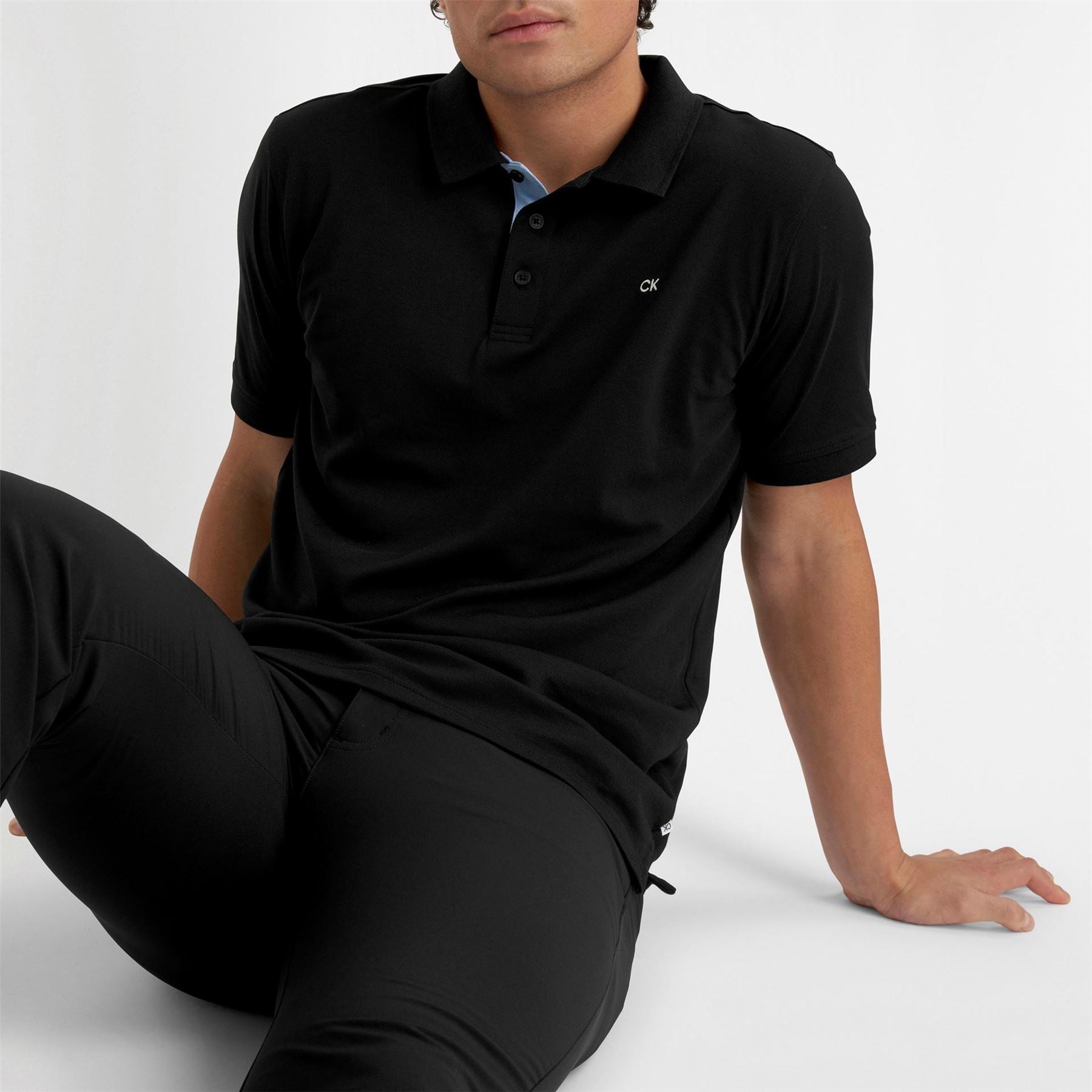 Calvin Klein Golf Embroidered Collared Neck Short Sleeve Polo Shirt