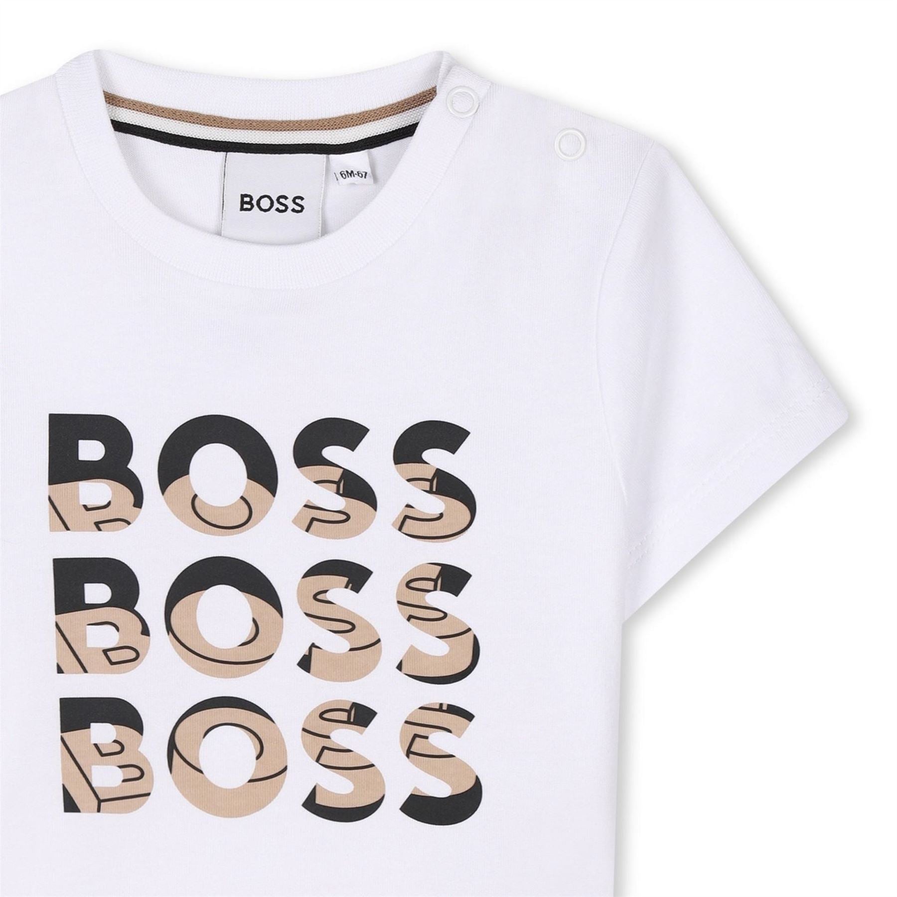 Boss Multi Logo Print T-Shirt Regular Fit Tops