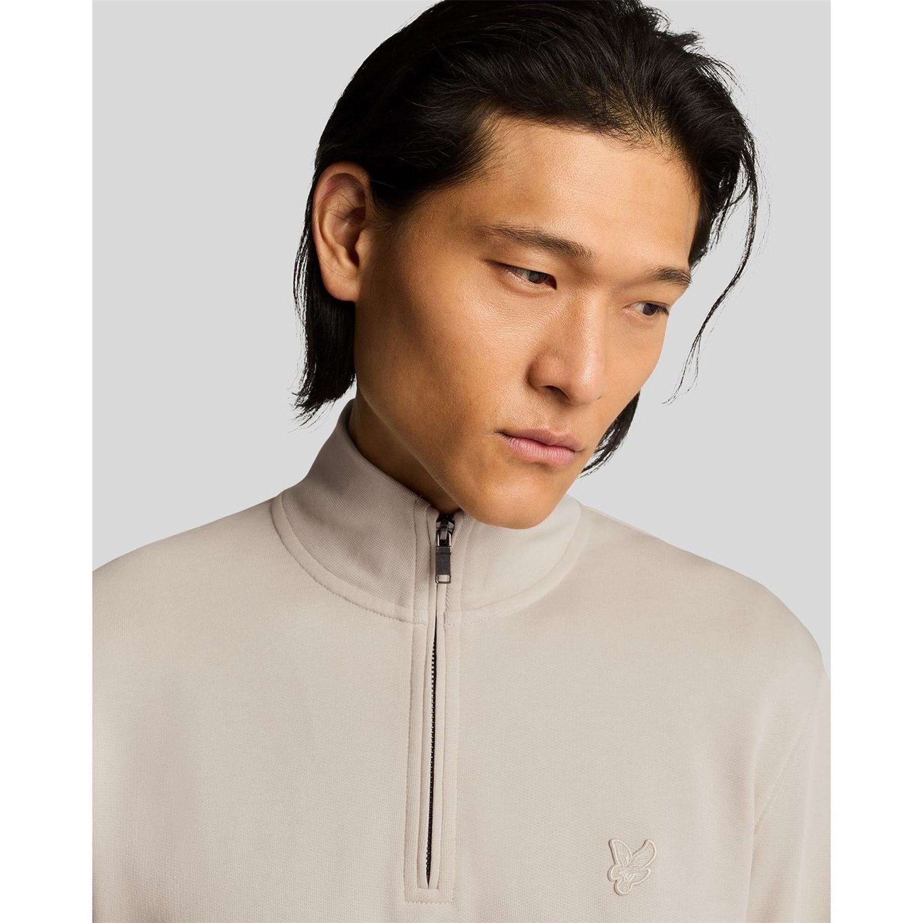 Lyle and Scott Zip Neck Funnel High Collar Long Sleeve Sweatshirt