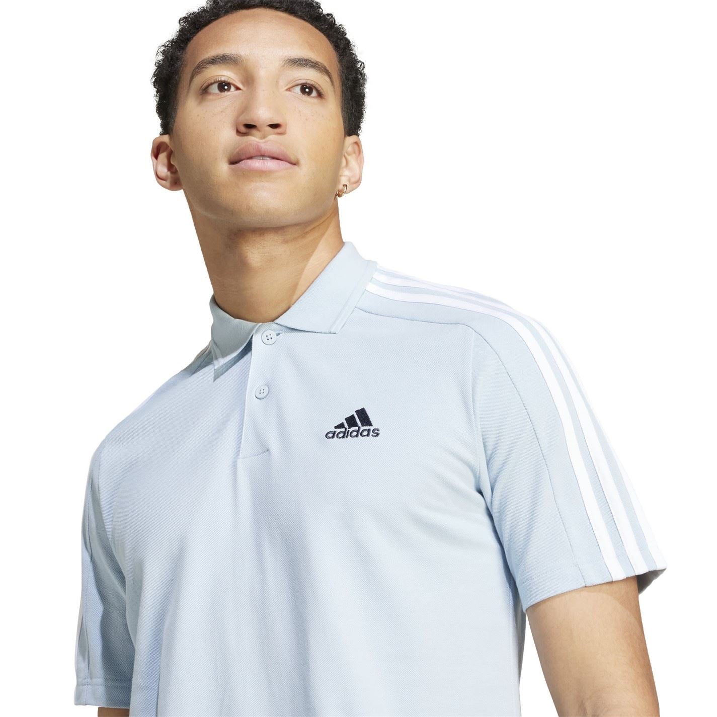 adidas Mens Essentials Cotton 3 Stripes Polo Shirt
