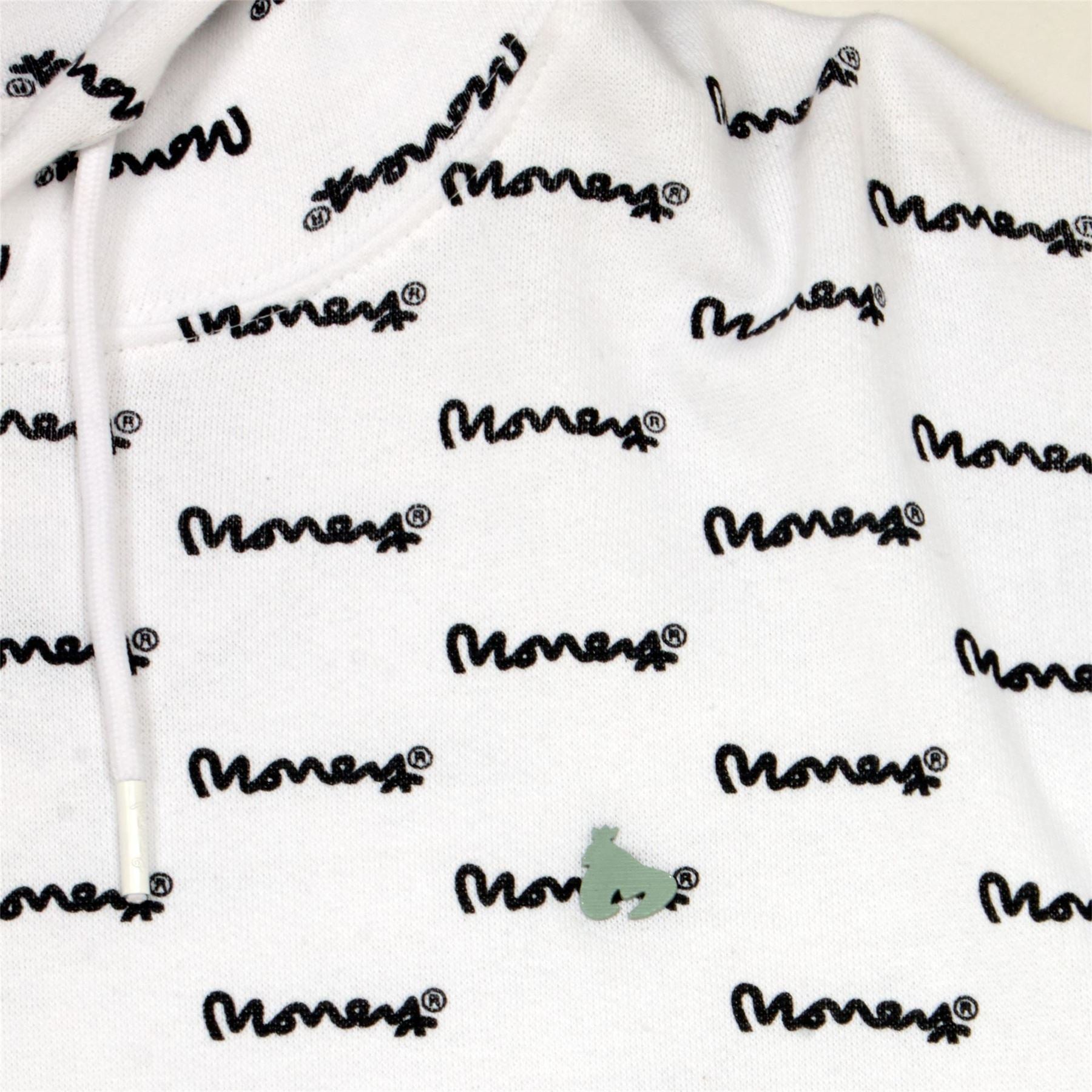 Money Signature Print Hooded Long Sleeve Sweatshirt