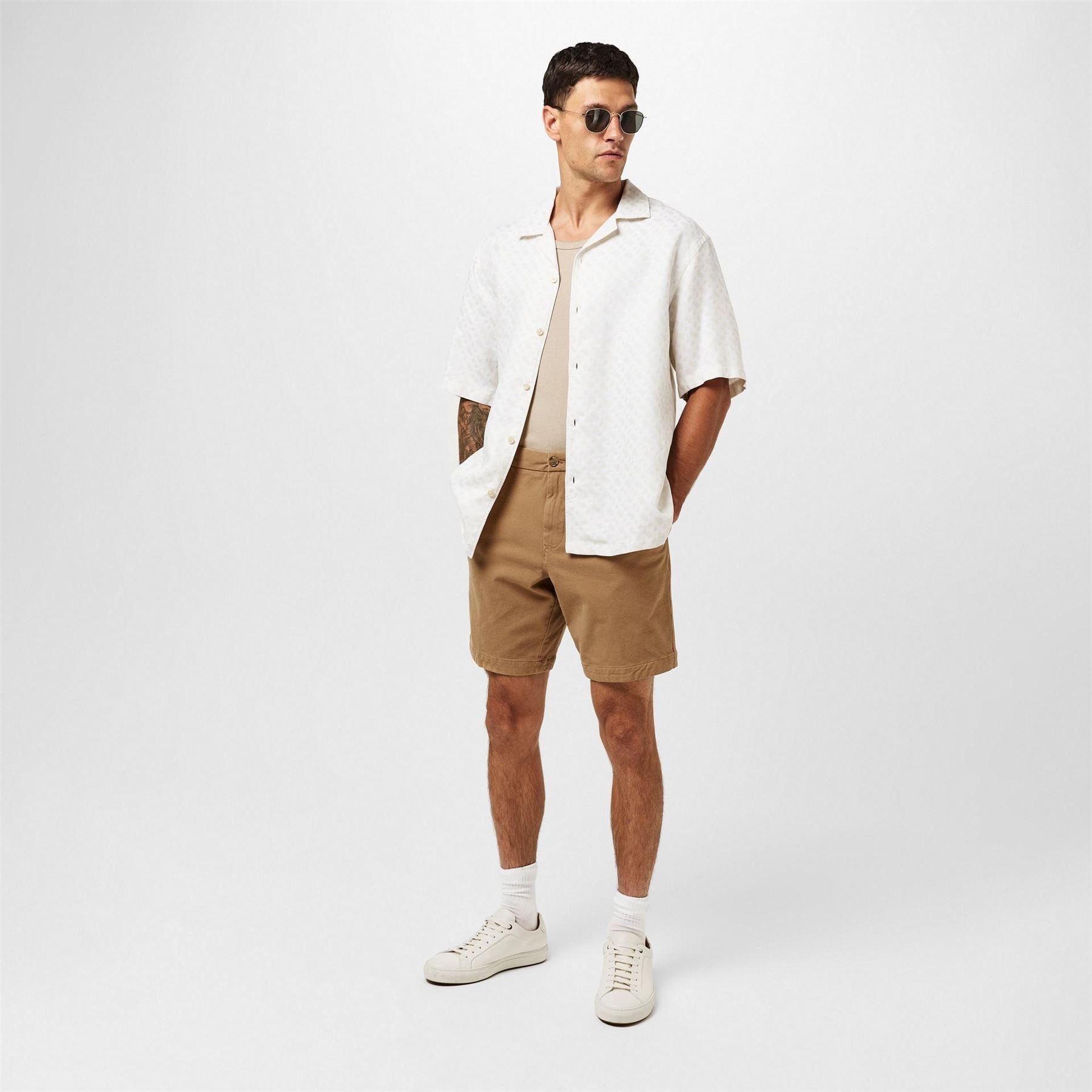 Boss Solid Patterned Slice Chino Shorts