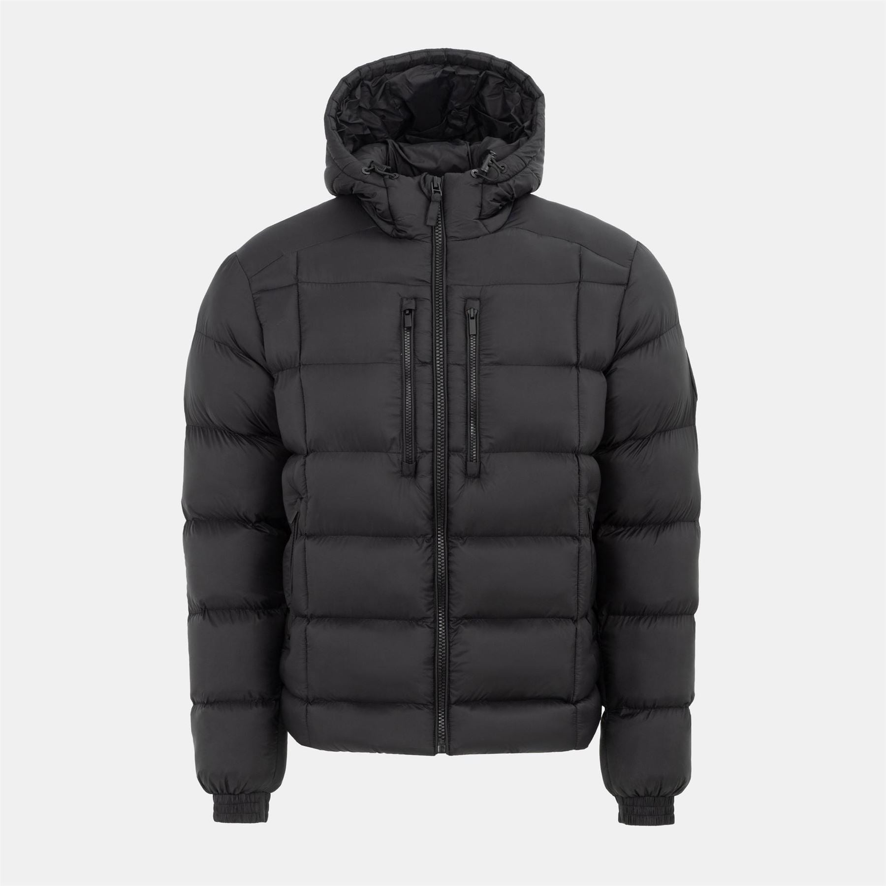 Pretty Green  Baffle Hooded Long Sleeve Short Puffer Jacket