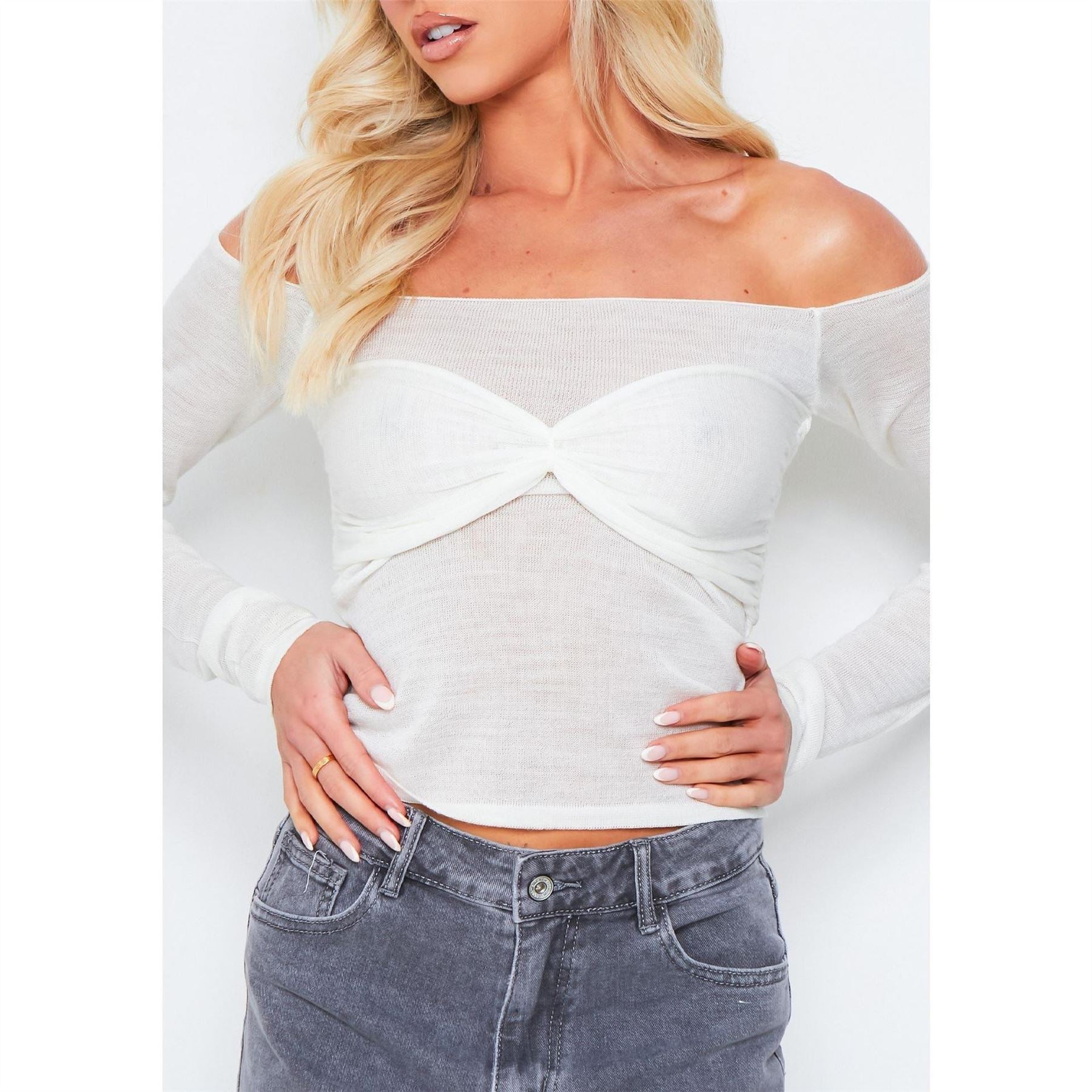 Missy Empire Knit Overlay Bralet Jumper